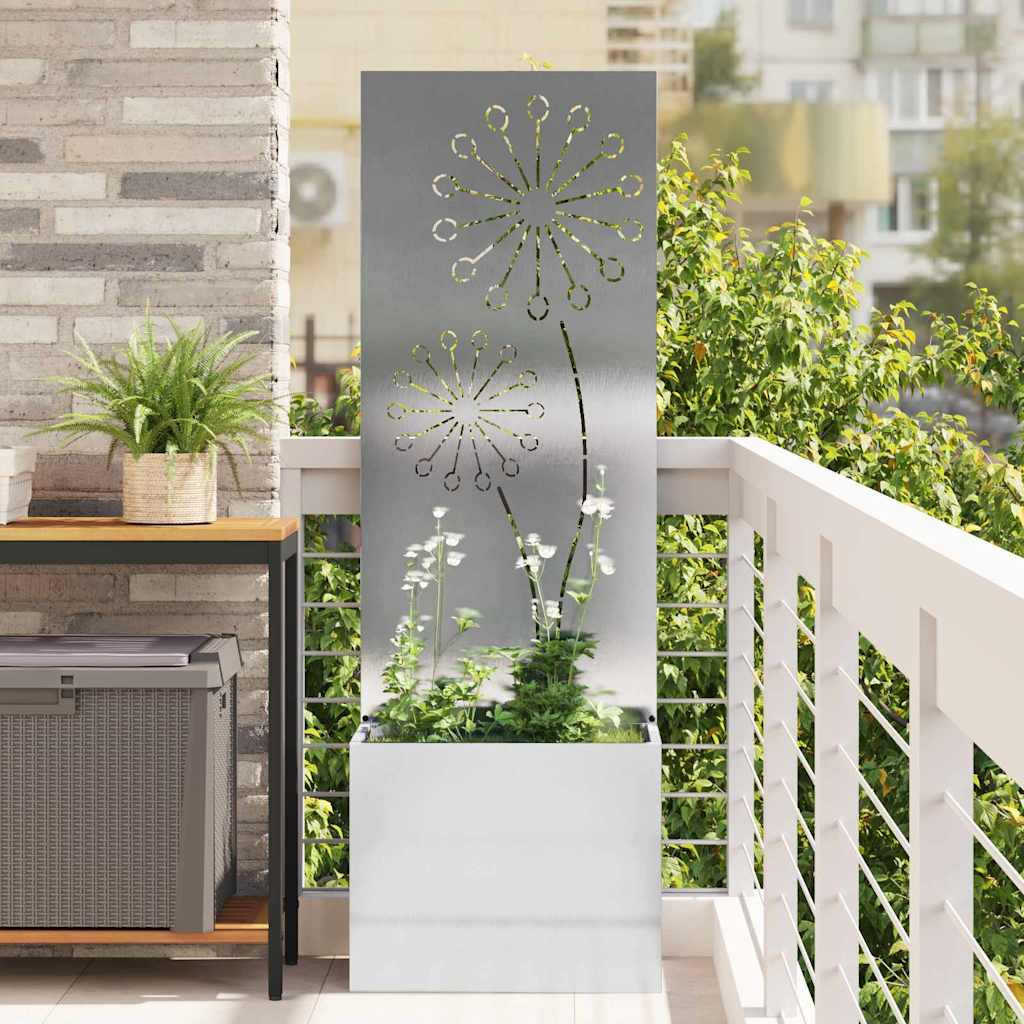vidaXL Garten Sichtschutz-Leinwand Silber 50 x 32 x 150 cm Edelstahl