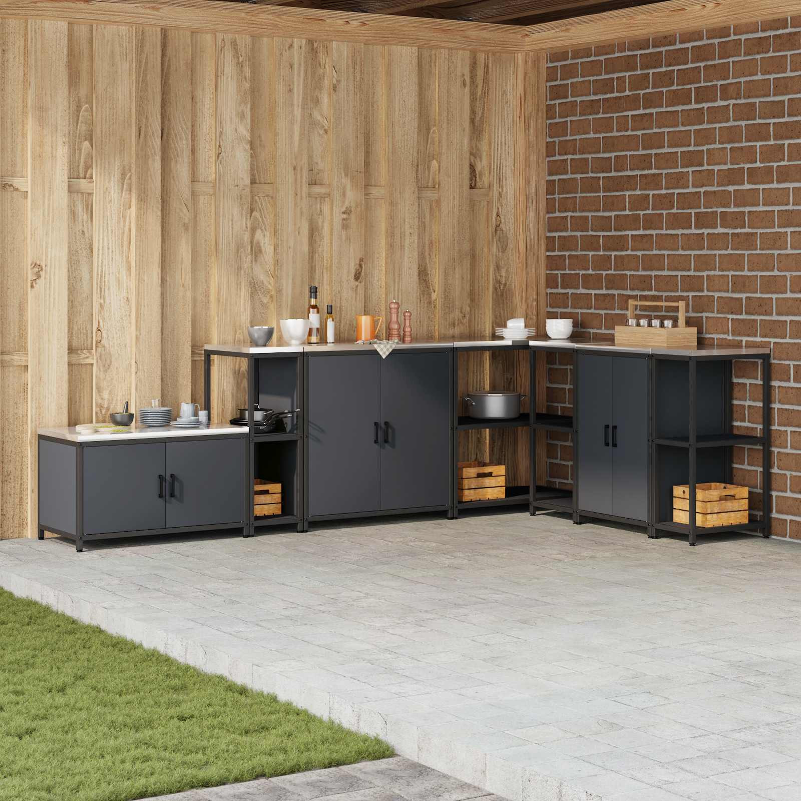vidaXL Küchenregal HATTEM Anthrazit 30 x 50 x 92 cm Stahl