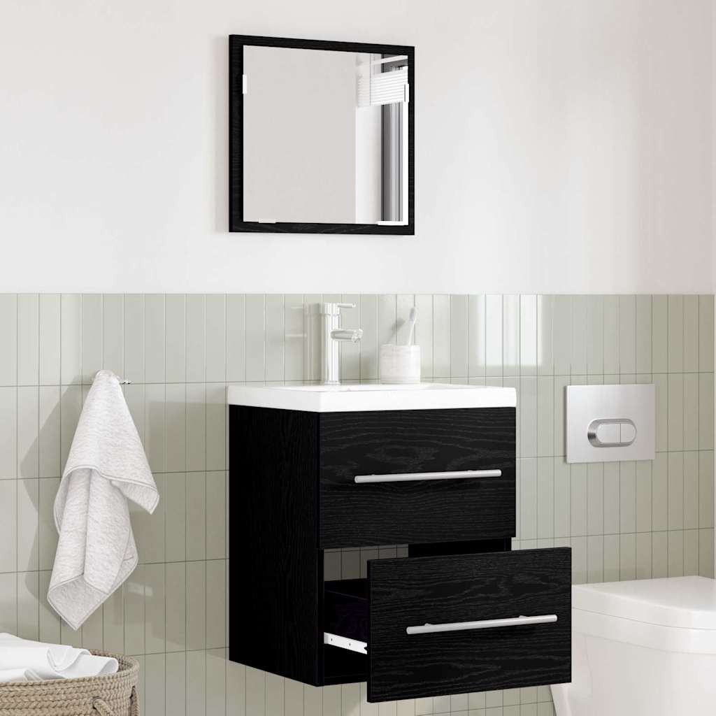 vidaXL Badezimmermöbel-Set mit Schubladen Schwarz 41 x 38,5 x 48 cm