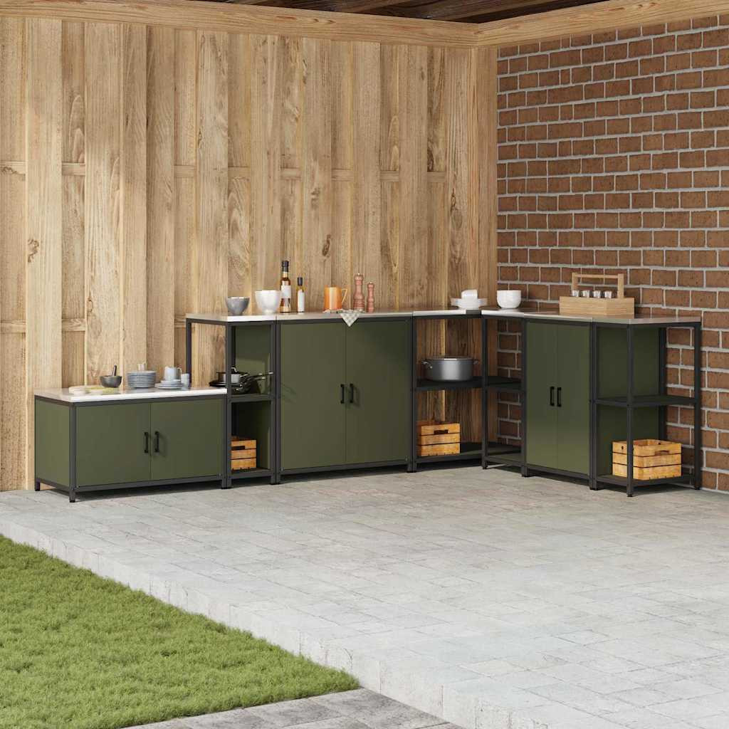 vidaXL Küchenregal HATTEM Olivgrün 30 x 50 x 92 cm Stahl