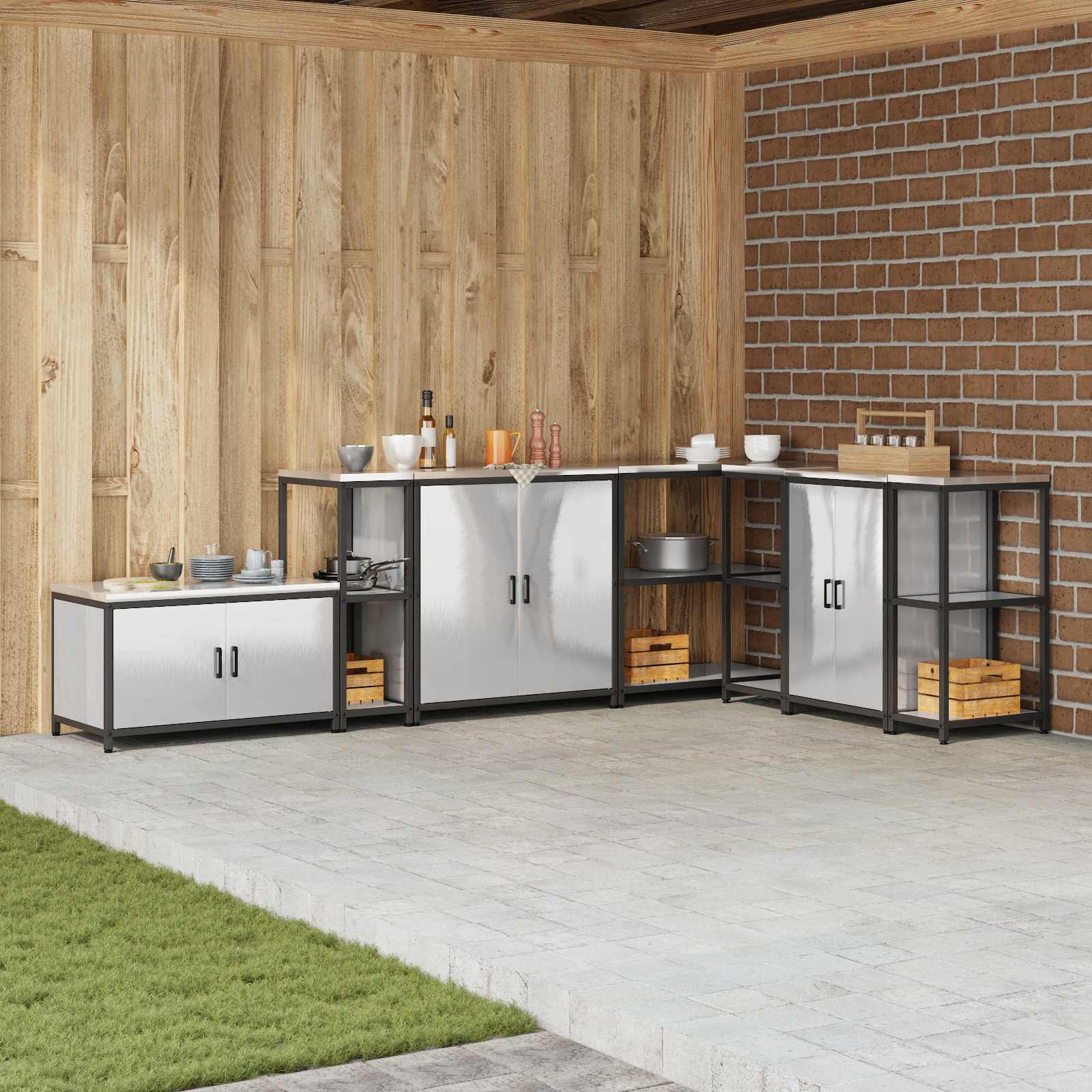 vidaXL Küchenregal HATTEM Silber 30 x 50 x 92 cm Stahl