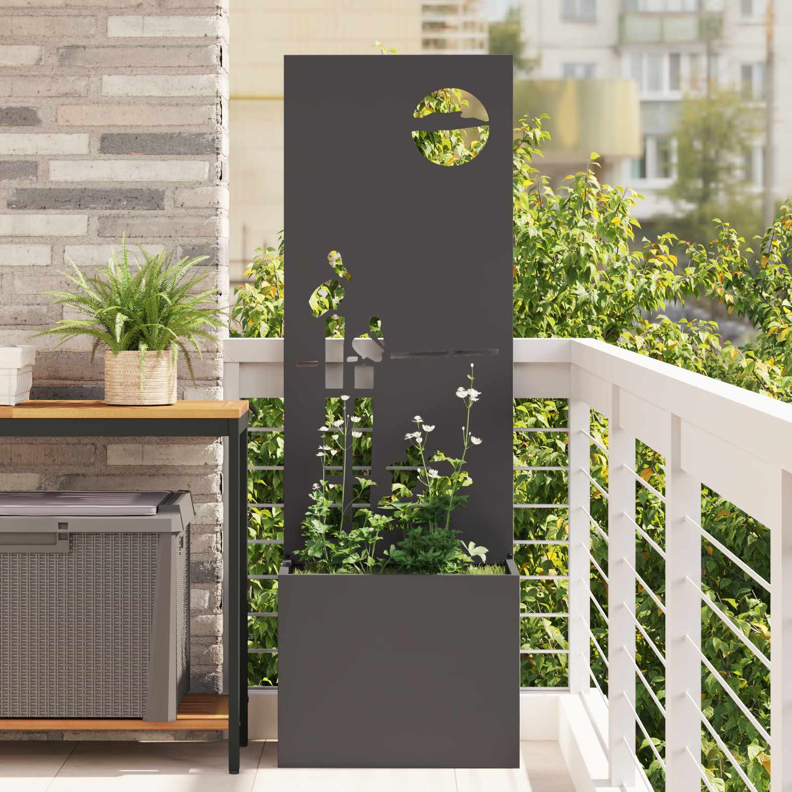 vidaXL Garten Sichtschutz-Leinwand Schwarz 50 x 32 x 150 cm