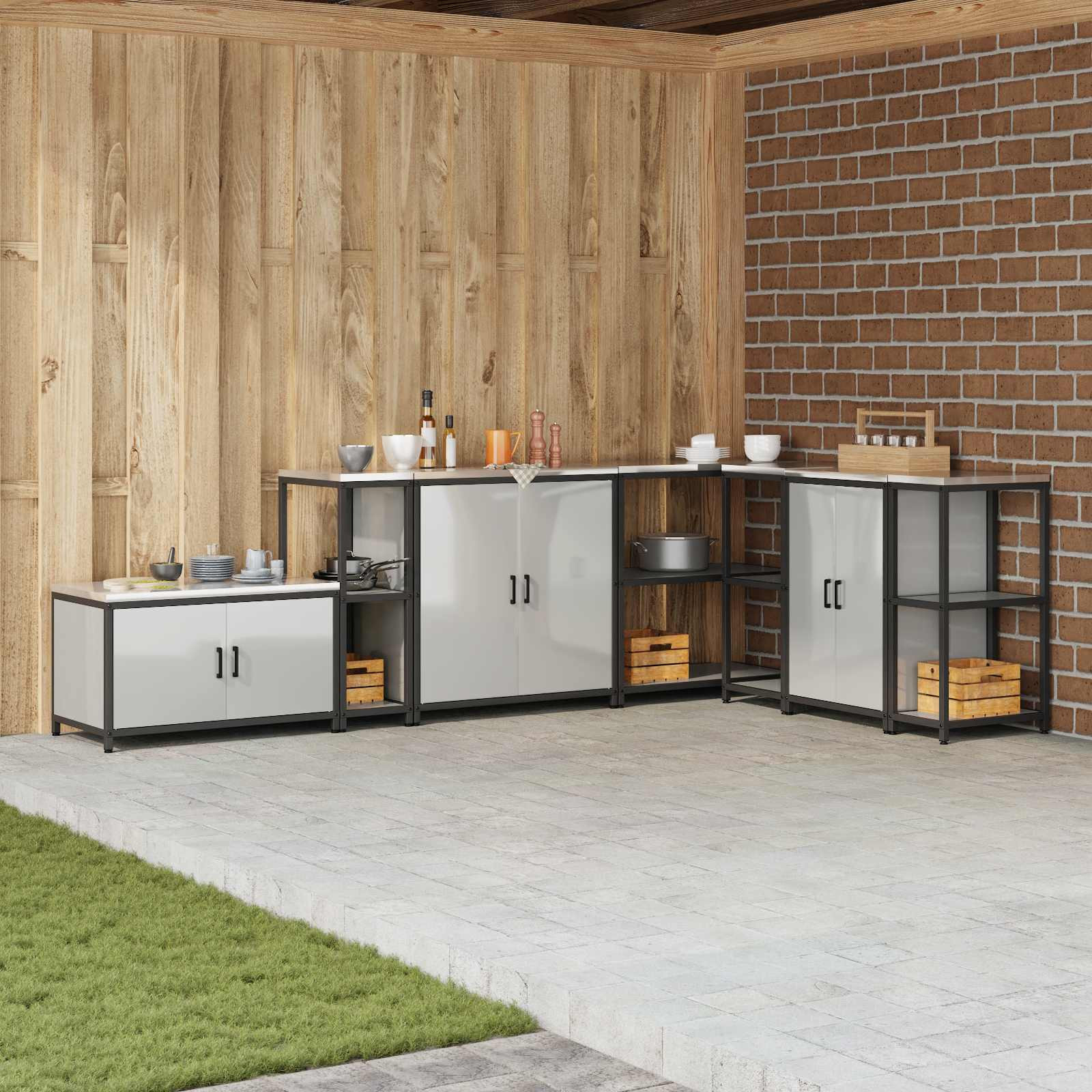 vidaXL Küchenregal HATTEM Silber 30 x 50 x 92 cm Stahl