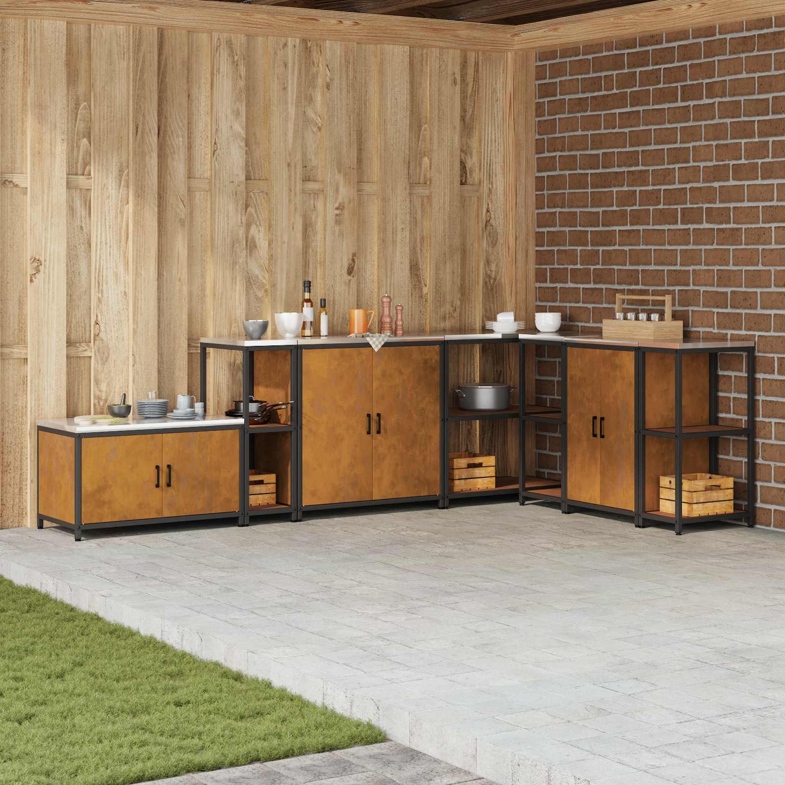 vidaXL Küchenregal HATTEM Rostig 30 x 50 x 92 cm Stahl