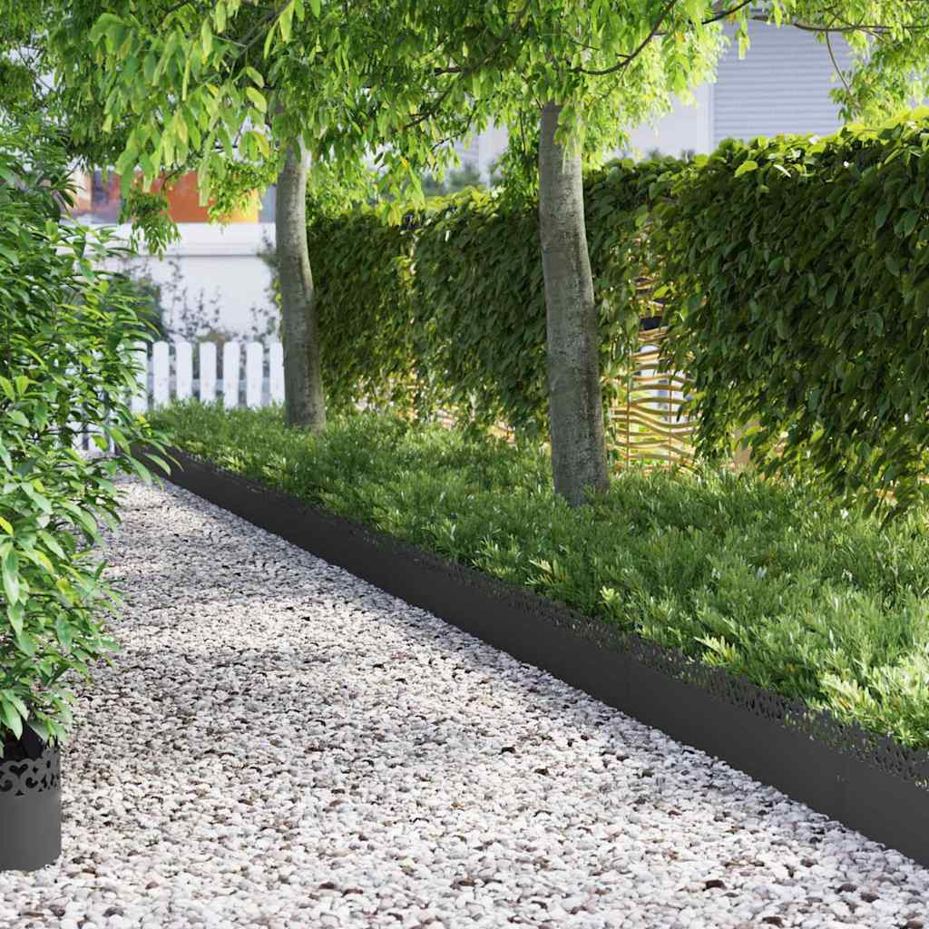 vidaXL Rasenkanten 30 pcs 103 x 0,05 x 22 cm Stahl Schwarz