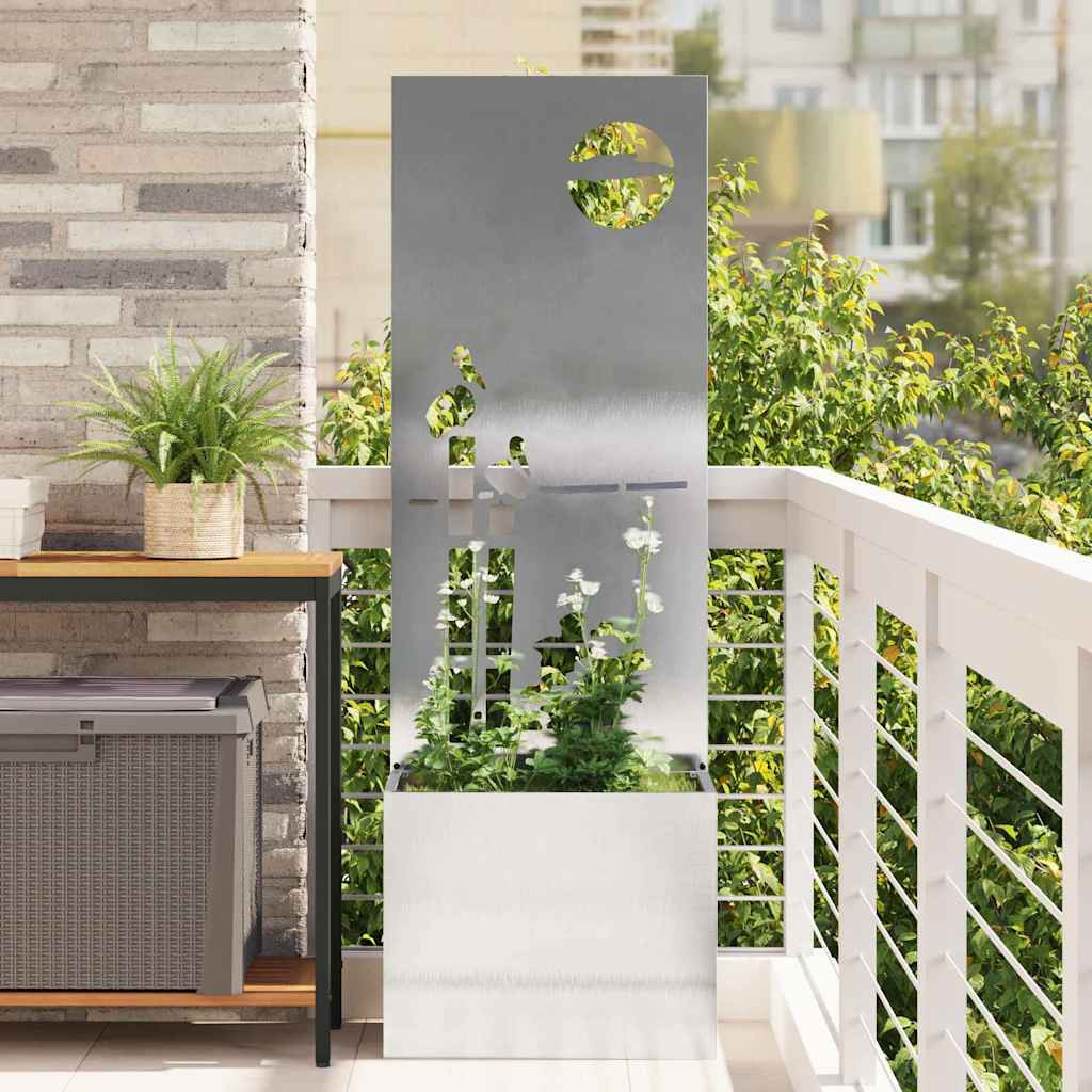 vidaXL Garten Sichtschutz-Leinwand Silber 50 x 32 x 150 cm Edelstahl