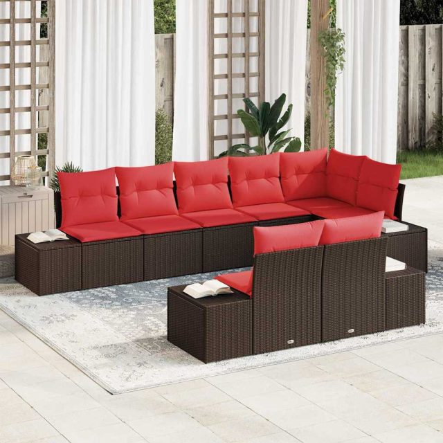 vidaXL Gartensofa-set mit Kissen 8 pcs Braun Poly-Rattan