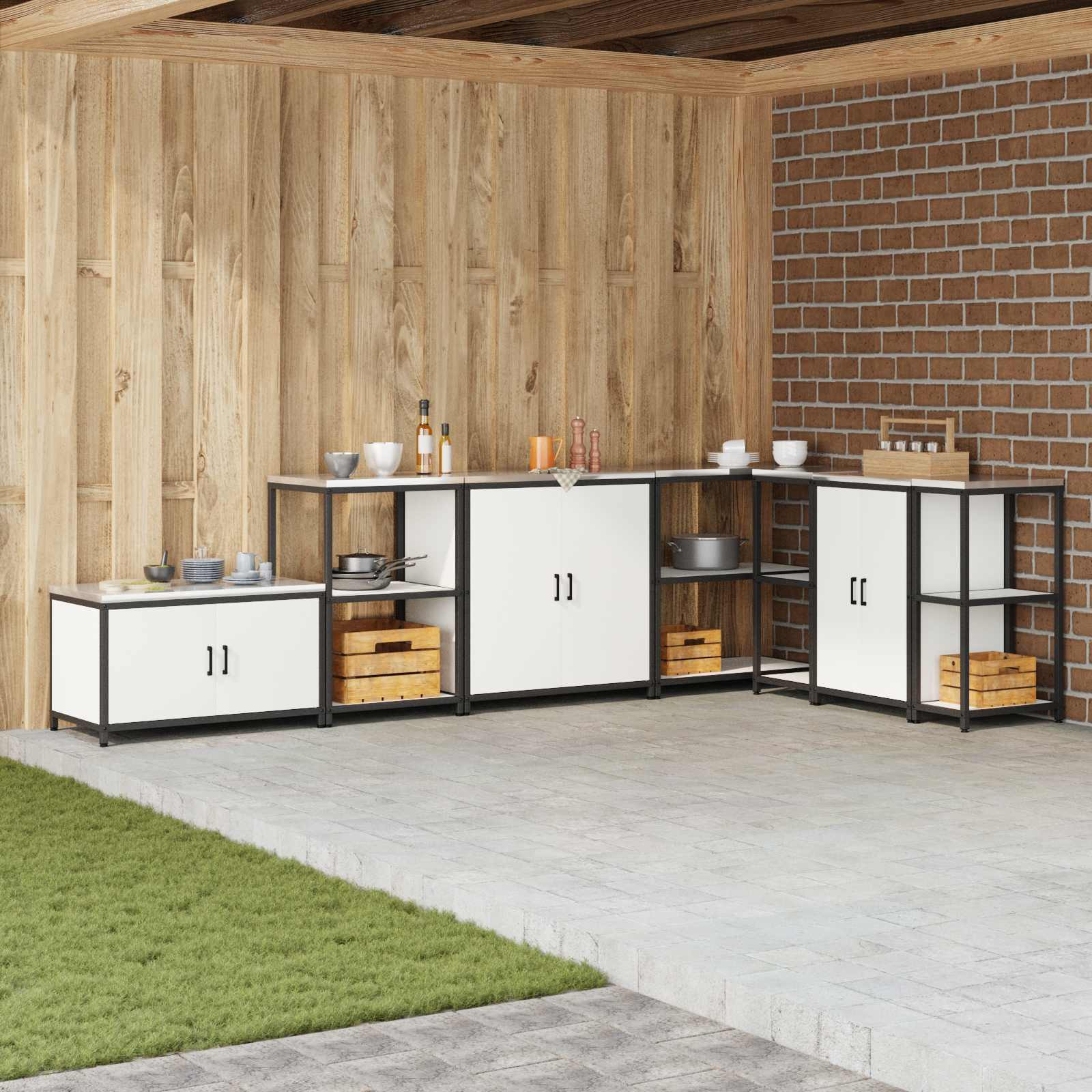 vidaXL Küchenaufbewahrungsschrank HATTEM Weiß 90 x 50 x 92 cm Stahl