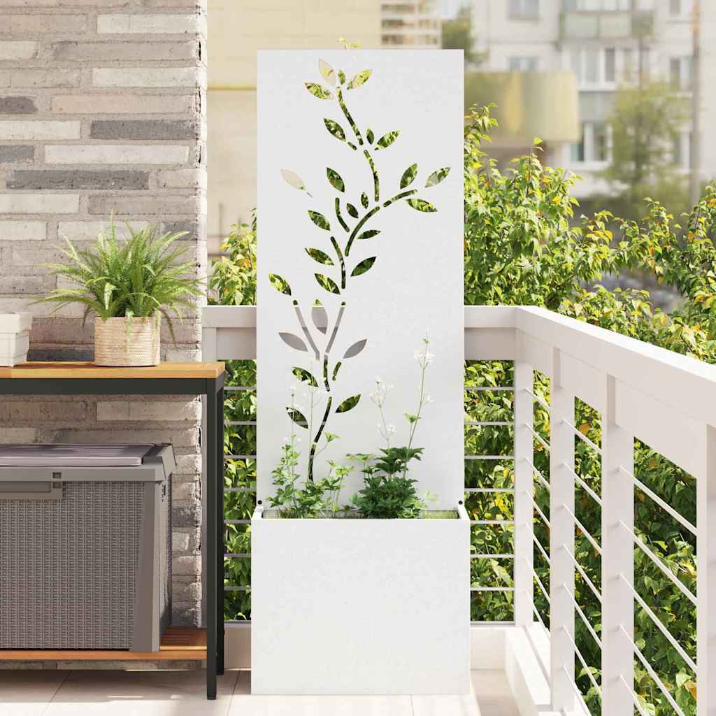 vidaXL Garten Sichtschutz-Leinwand Floral Weiß 50 x 32 x 150 cm