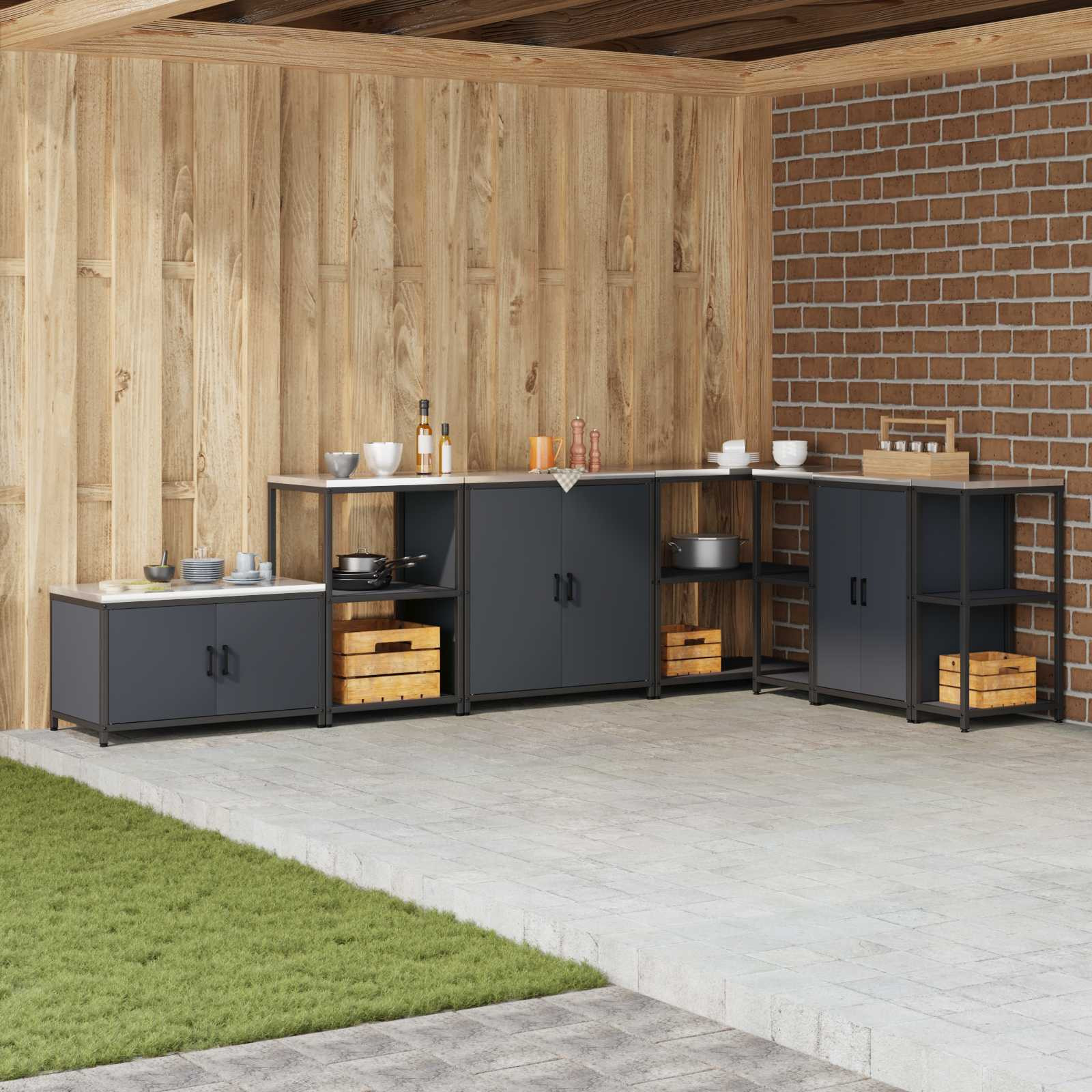 vidaXL Küchenaufbewahrungsschrank HATTEM Anthrazit 90 x 50 x 92 cm