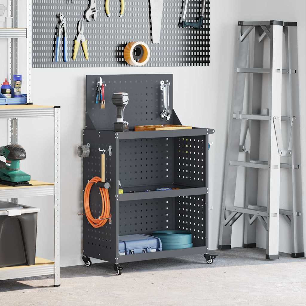vidaXL Werkzeugwagen Anthrazit 65 x 35 x 111 cm Kaltgewalzter Stahl