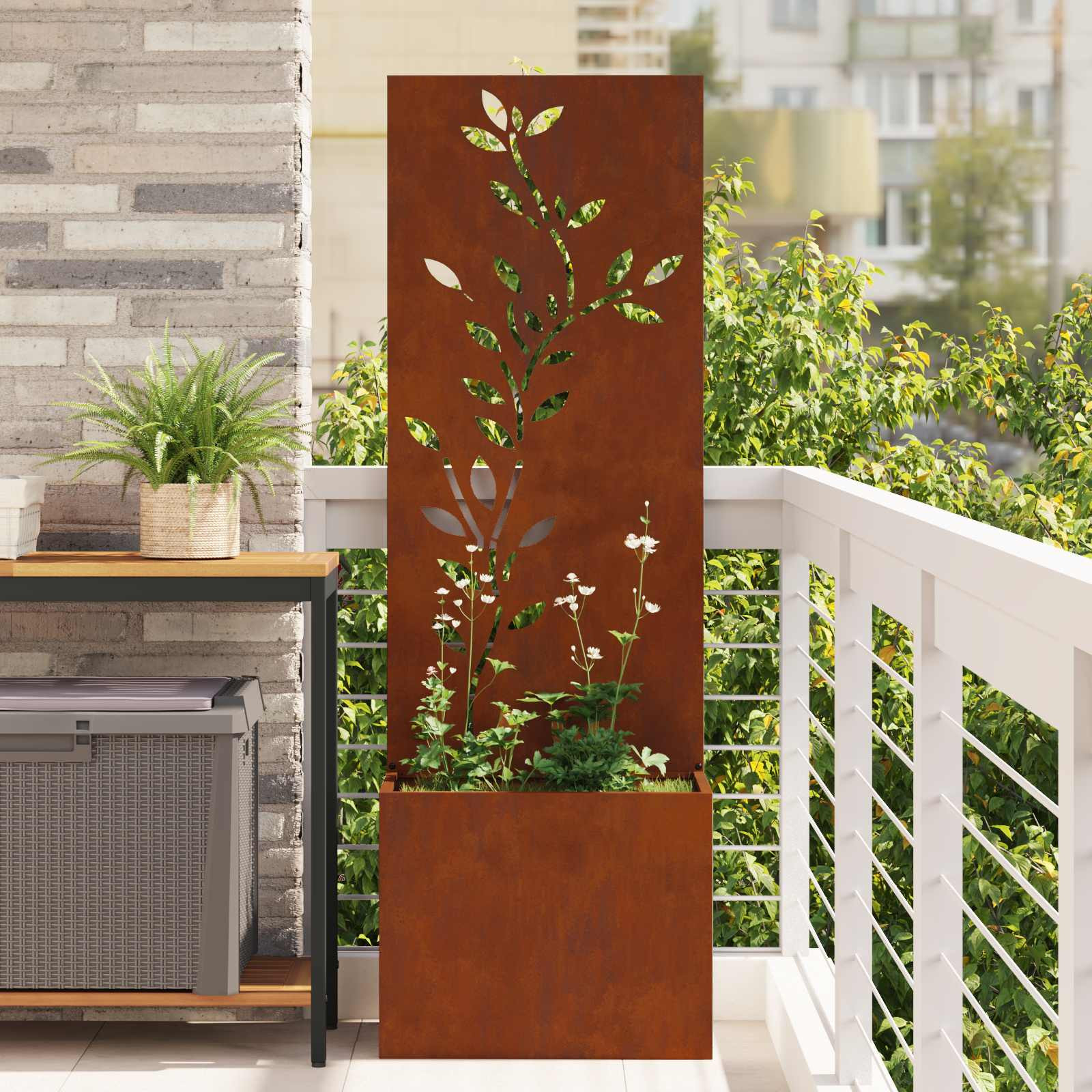 vidaXL Garten Sichtschutz-Leinwand Floral Rostig 50 x 32 x 150 cm