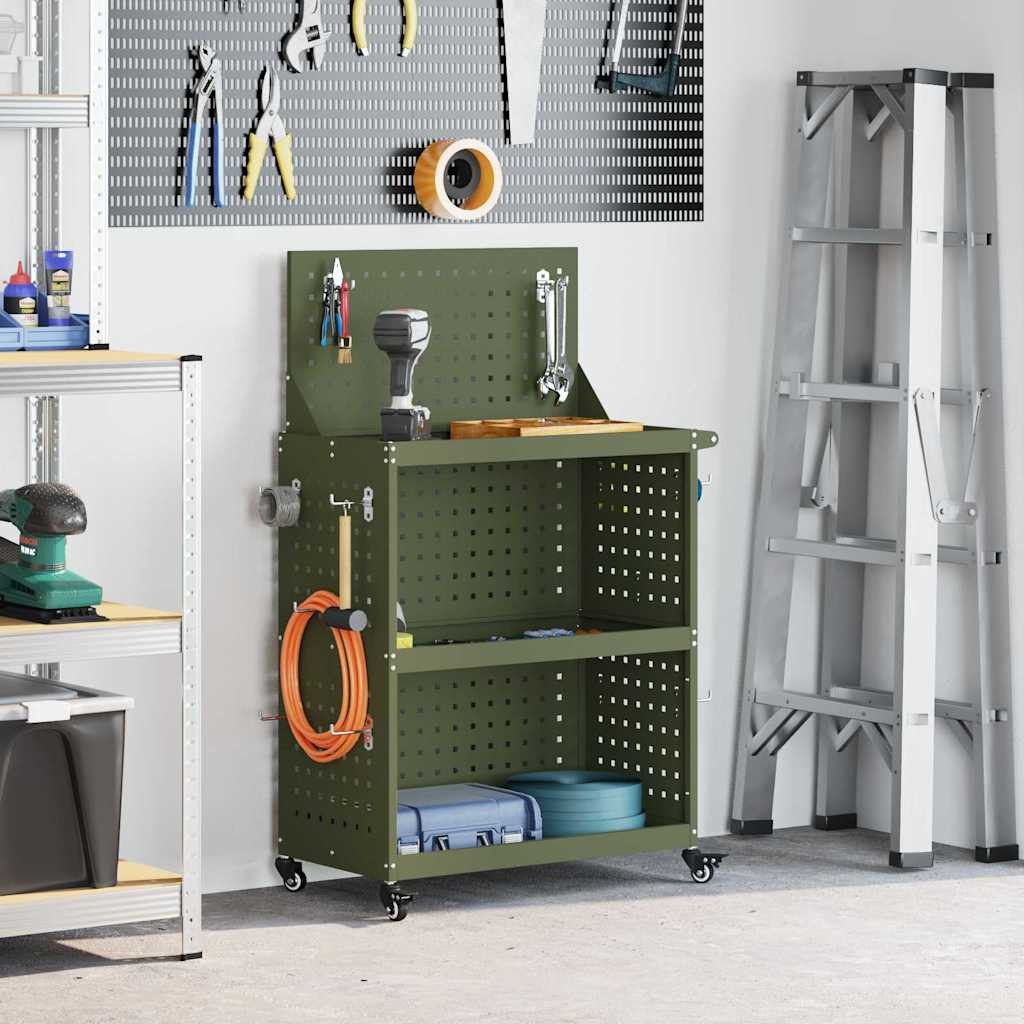 vidaXL Werkzeugwagen Olive Grün 65 x 35 x 111 cm Kaltgewalzter Stahl