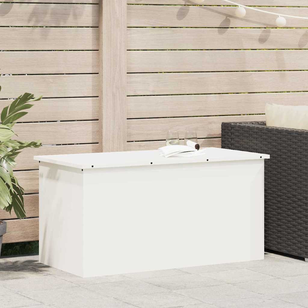 vidaXL Gartenlagerkissenbox Stahl 100 x 50,5 x 50 cm 220 Weiß