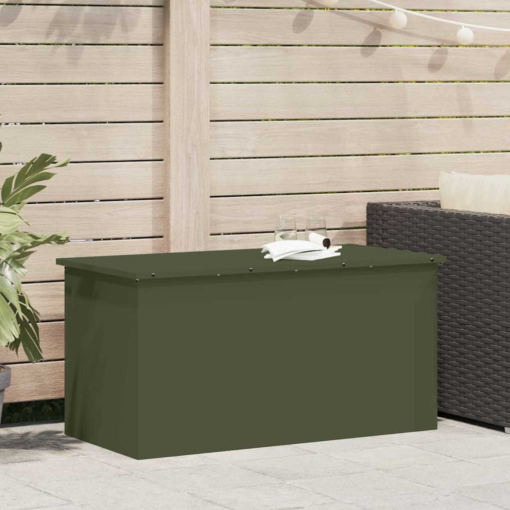 vidaXL Gartenlagerkissenbox Stahl 100 x 50,5 x 50 cm 220 Olive Grün