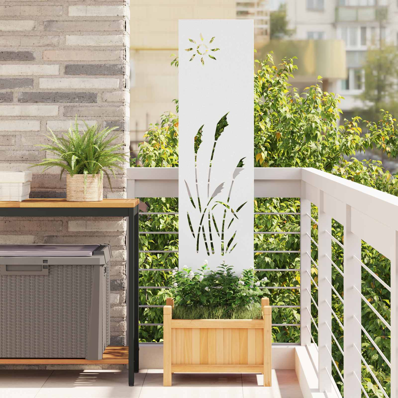 vidaXL Garten Sichtschutz-Leinwand Weiß 32 x 140 cm