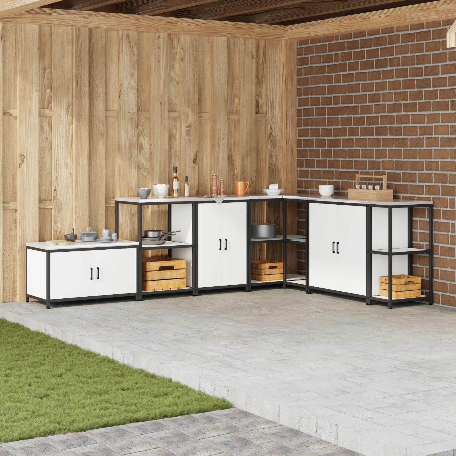 vidaXL Küchenaufbewahrungsschrank HATTEM Weiß 60 x 50 x 92 cm Stahl