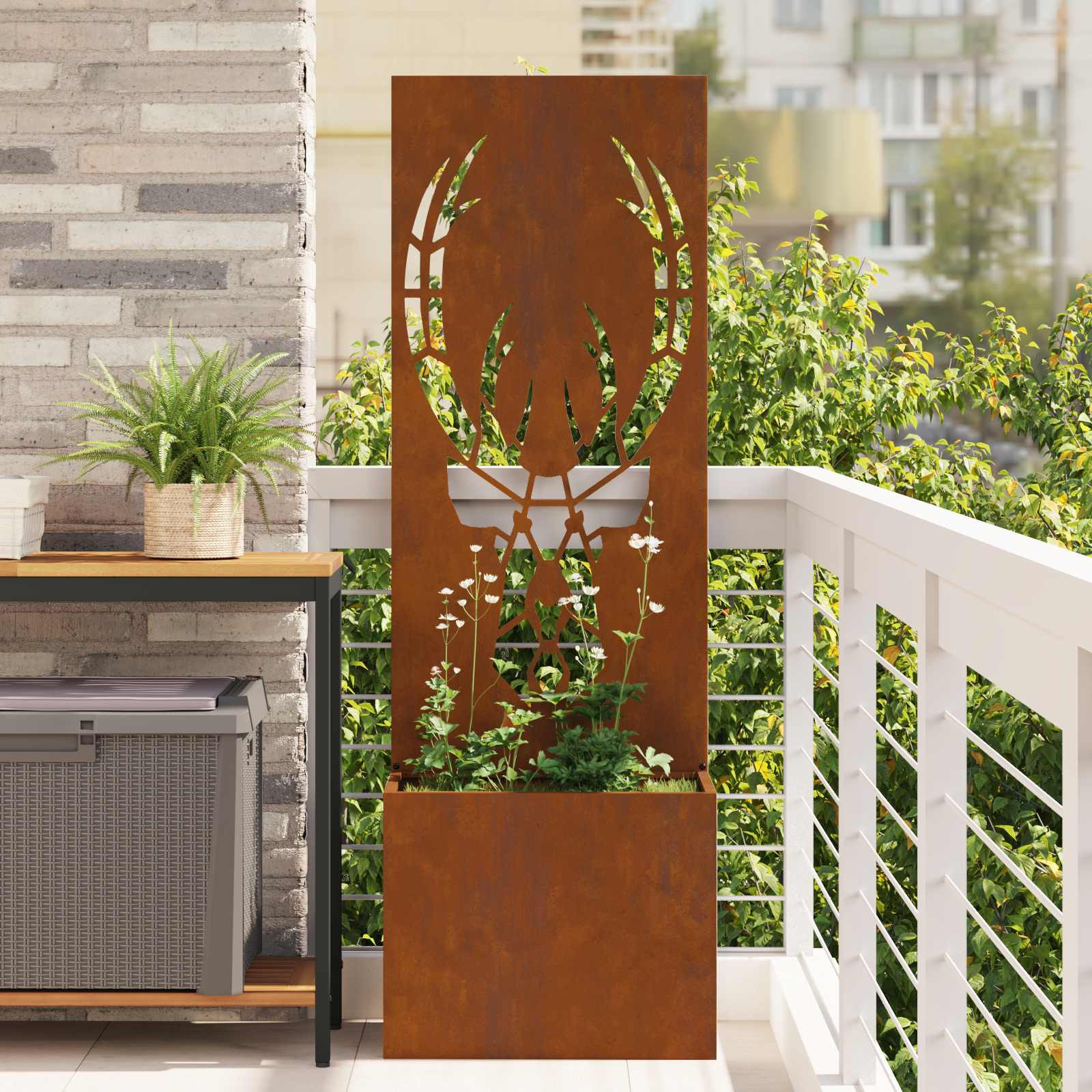 vidaXL Garten Sichtschutz-Leinwand Tiermuster Rostig 50 x 32 x 150 cm