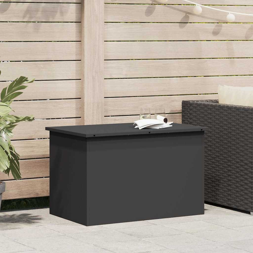 vidaXL Gartenlagerkissenbox Stahl 80 x 50,5 x 50 cm 180 Schwarz