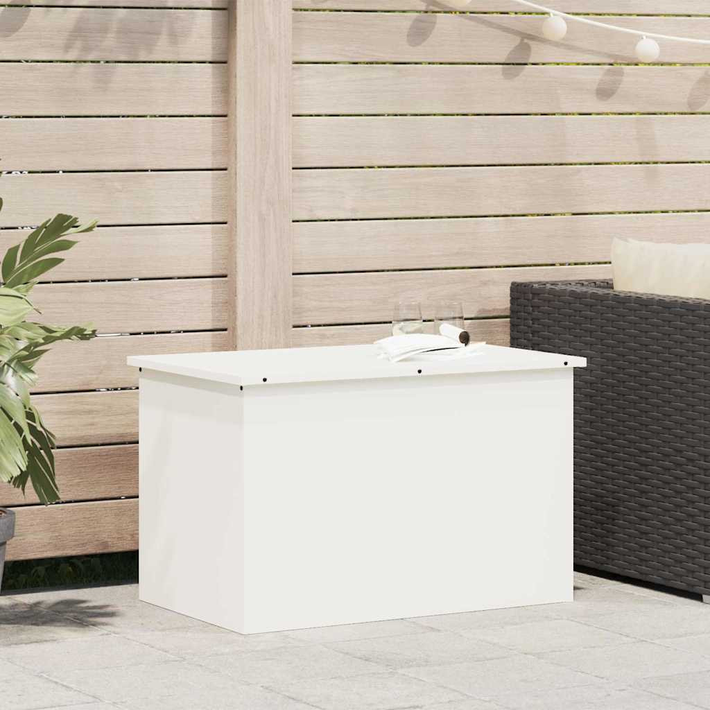 vidaXL Gartenlagerkissenbox Stahl 80 x 50,5 x 50 cm 220 Weiß