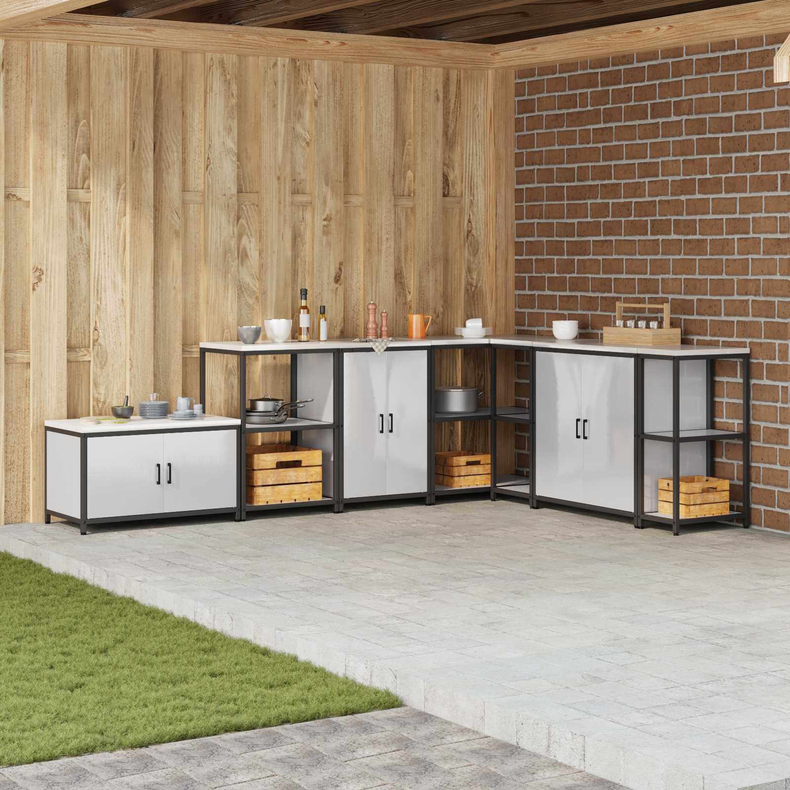 vidaXL Küchenaufbewahrungsschrank HATTEM Silber 60 x 50 x 92 cm Stahl