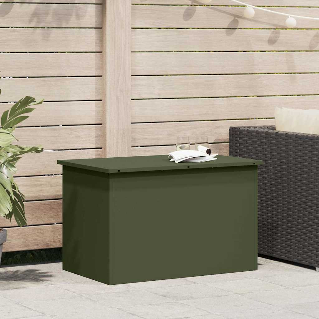 vidaXL Gartenlagerkissenbox Stahl 80 x 50,5 x 50 cm 175 L Olive Grün