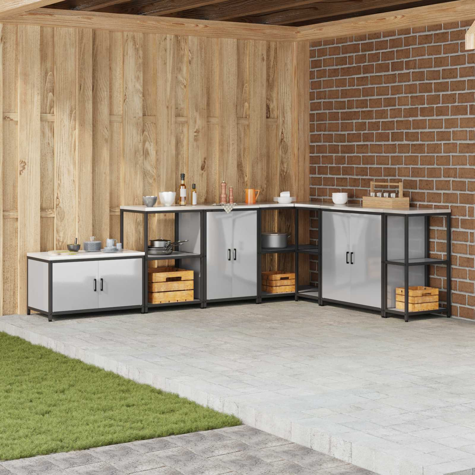vidaXL Küchenaufbewahrungsschrank HATTEM Silber 60 x 50 x 92 cm Stahl