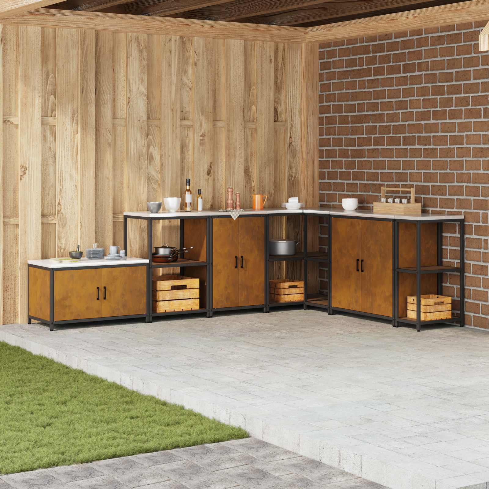 vidaXL Küchenaufbewahrungsschrank HATTEM Rostig 60 x 50 x 92 cm Stahl