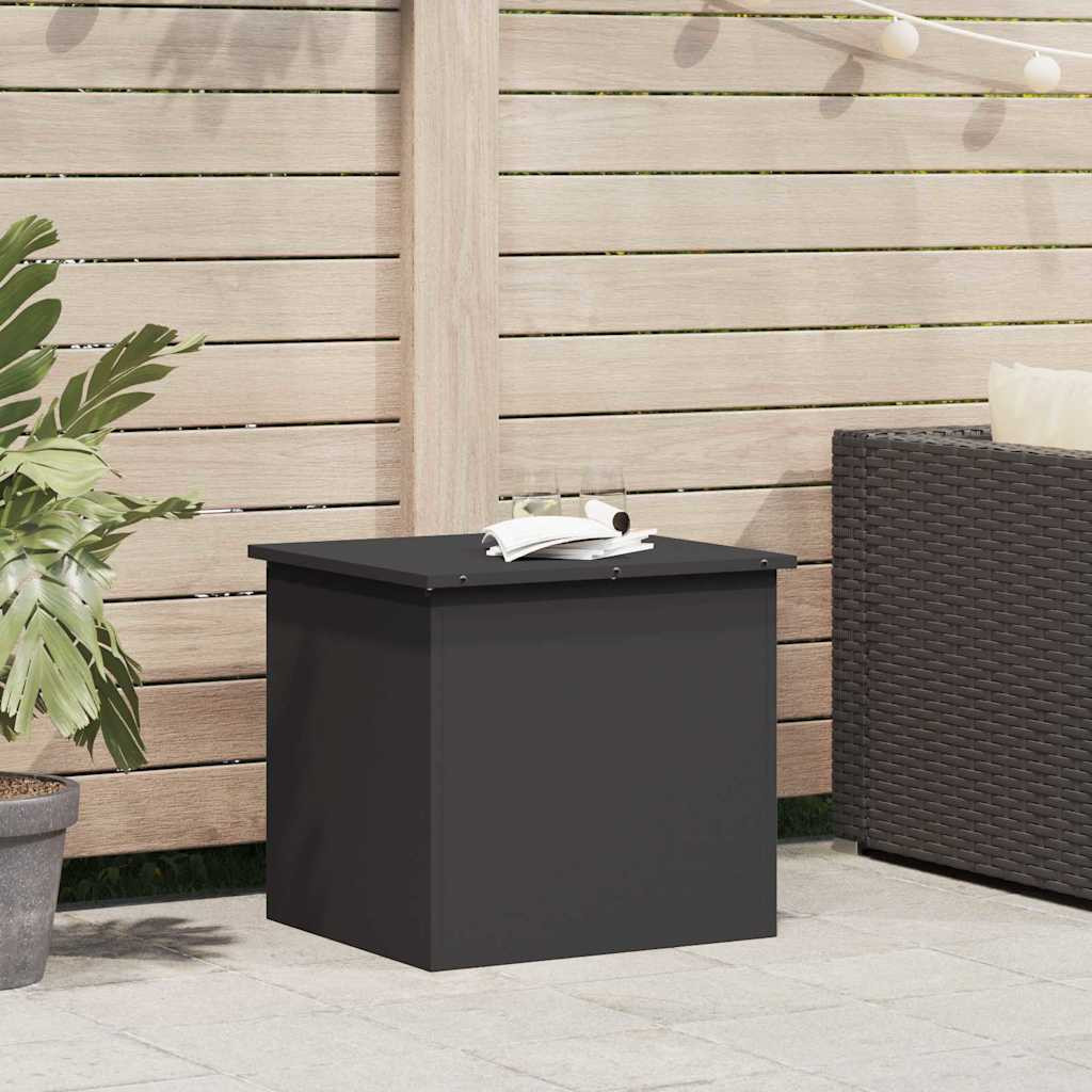 vidaXL Gartenlagerkissenbox Stahl 55 x 50,5 x 50 cm 117 L Schwarz