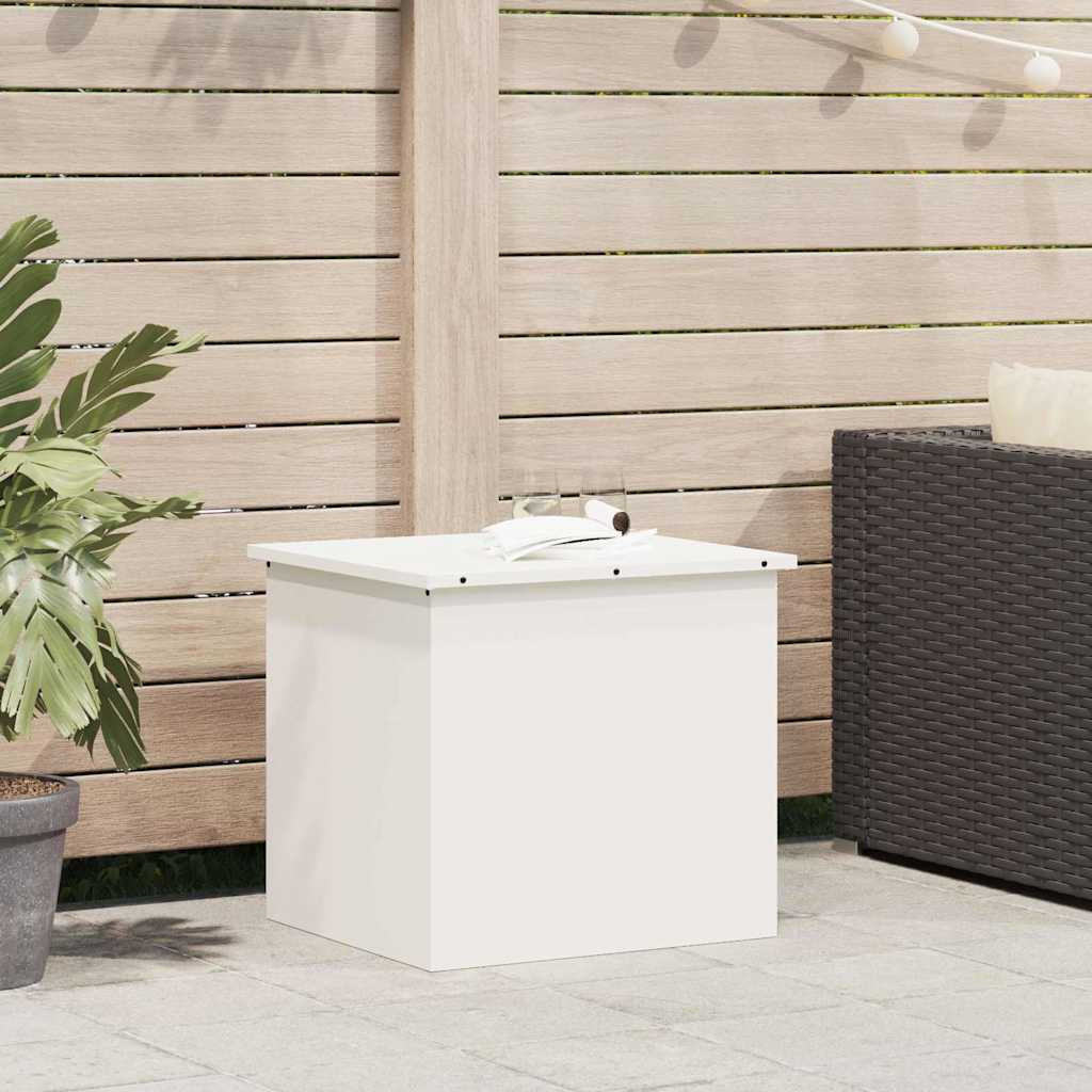 vidaXL Gartenlagerkissenbox Stahl 55 x 50,5 x 50 cm 220 Weiß