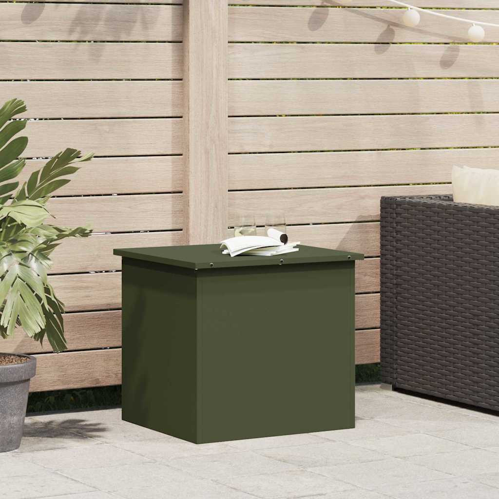 vidaXL Gartenlagerkissenbox Stahl 55 x 50,5 x 50 cm Olive Grün