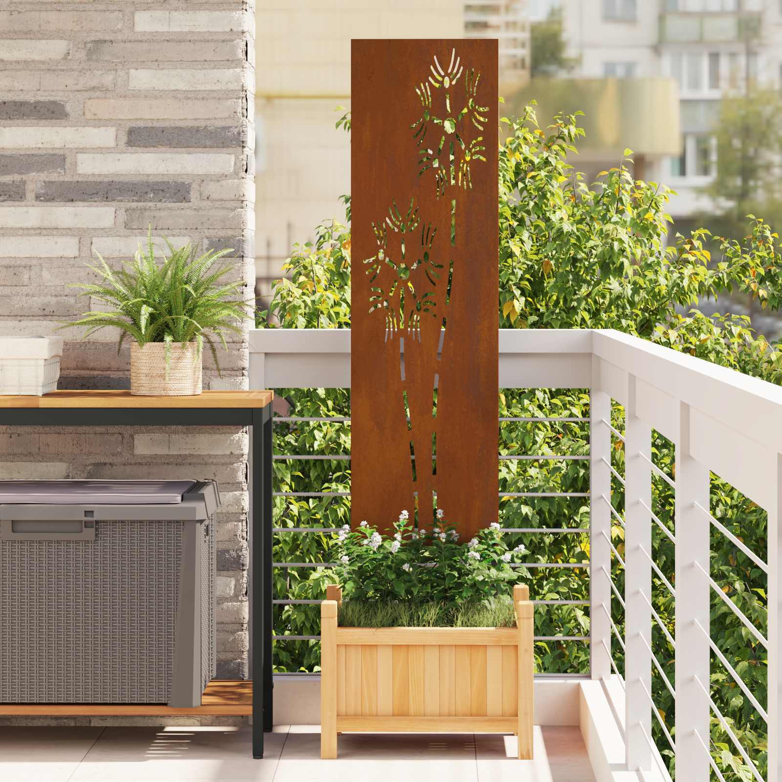 vidaXL Garten Sichtschutz-Leinwand Rostig 32 x 140 cm Wetterfeststahl