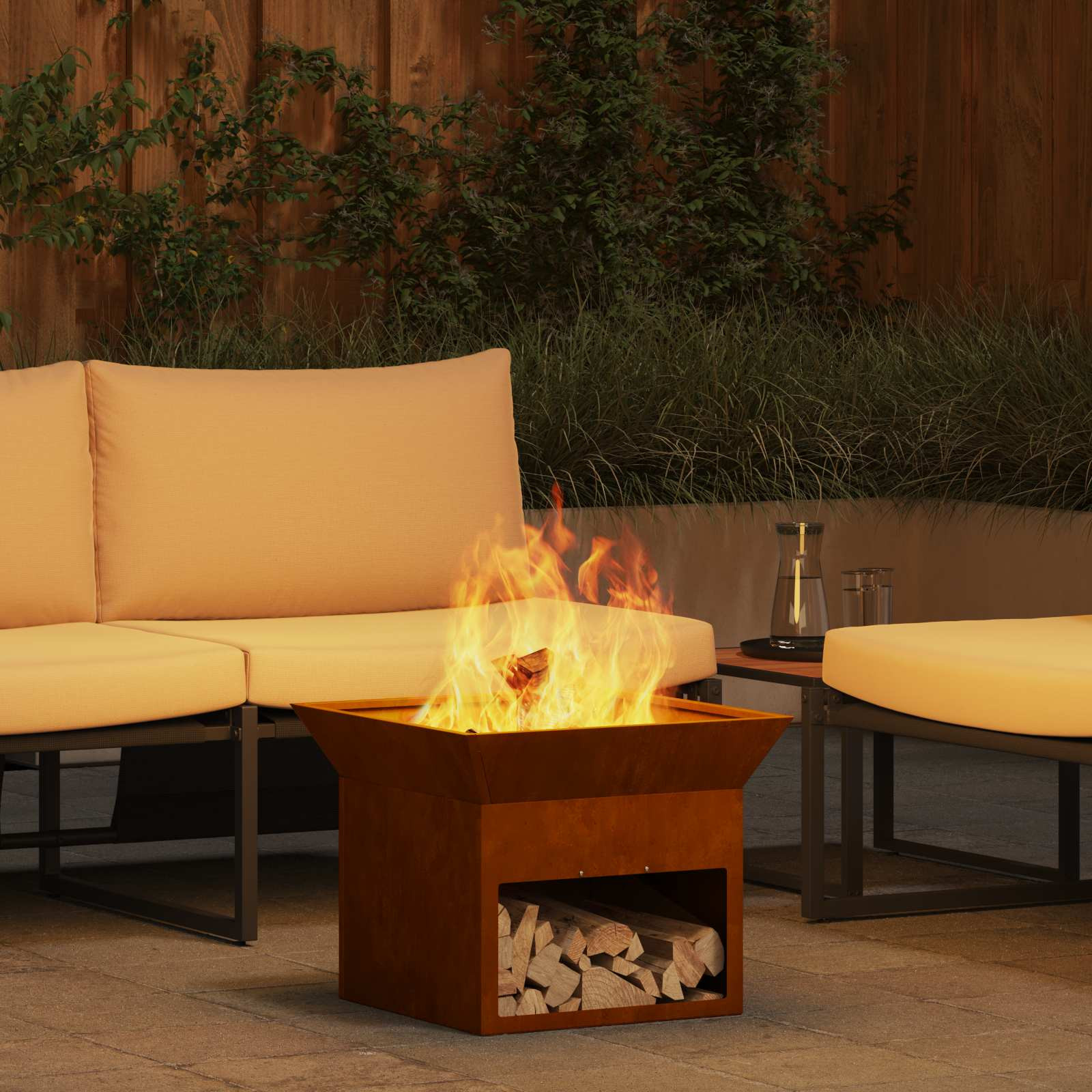 vidaXL Feuerstelle Rostig 50 x 50 x 40 cm Wetterfeststahl