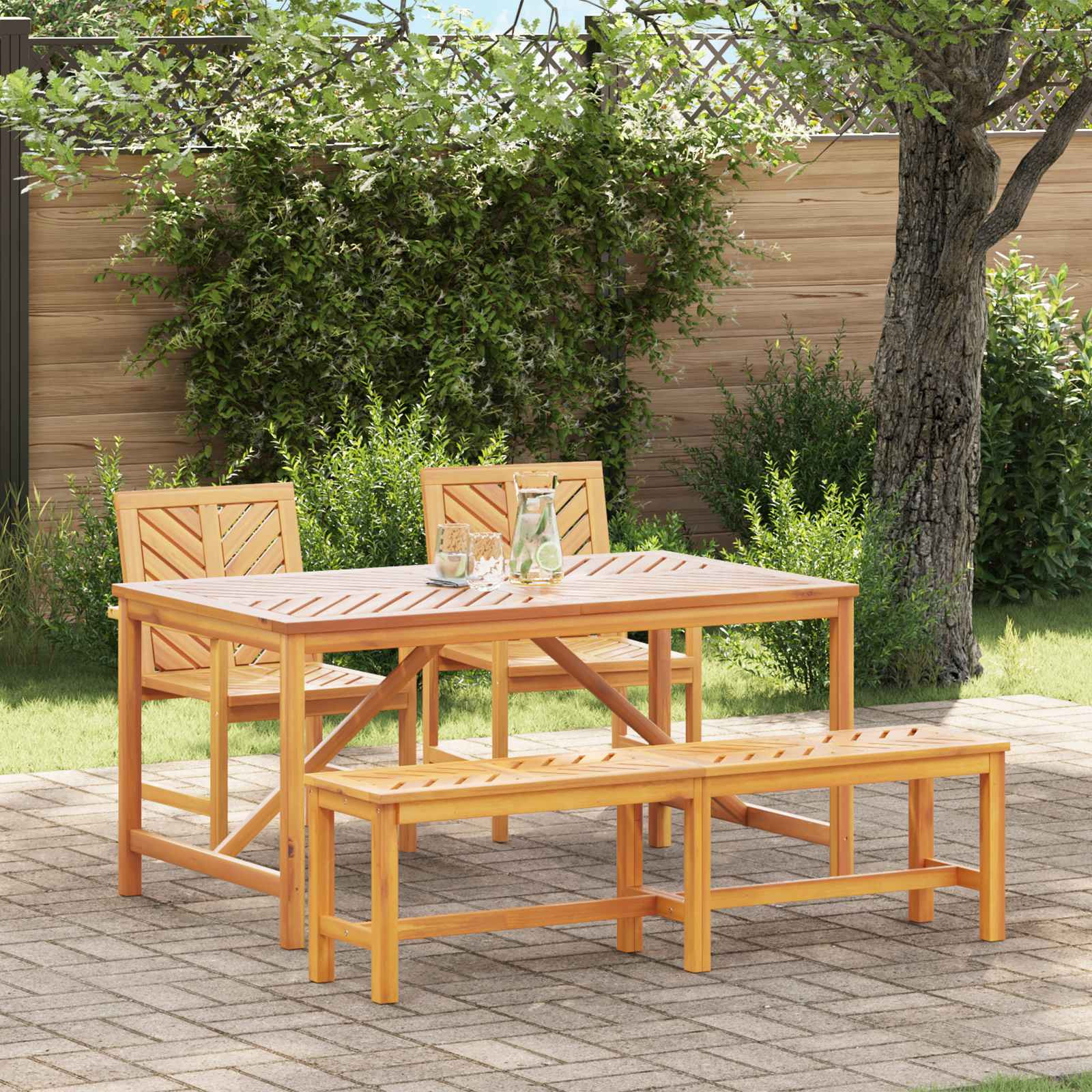 vidaXL Garten Essgruppe 4 Stk. Braun Massivholz Akazie