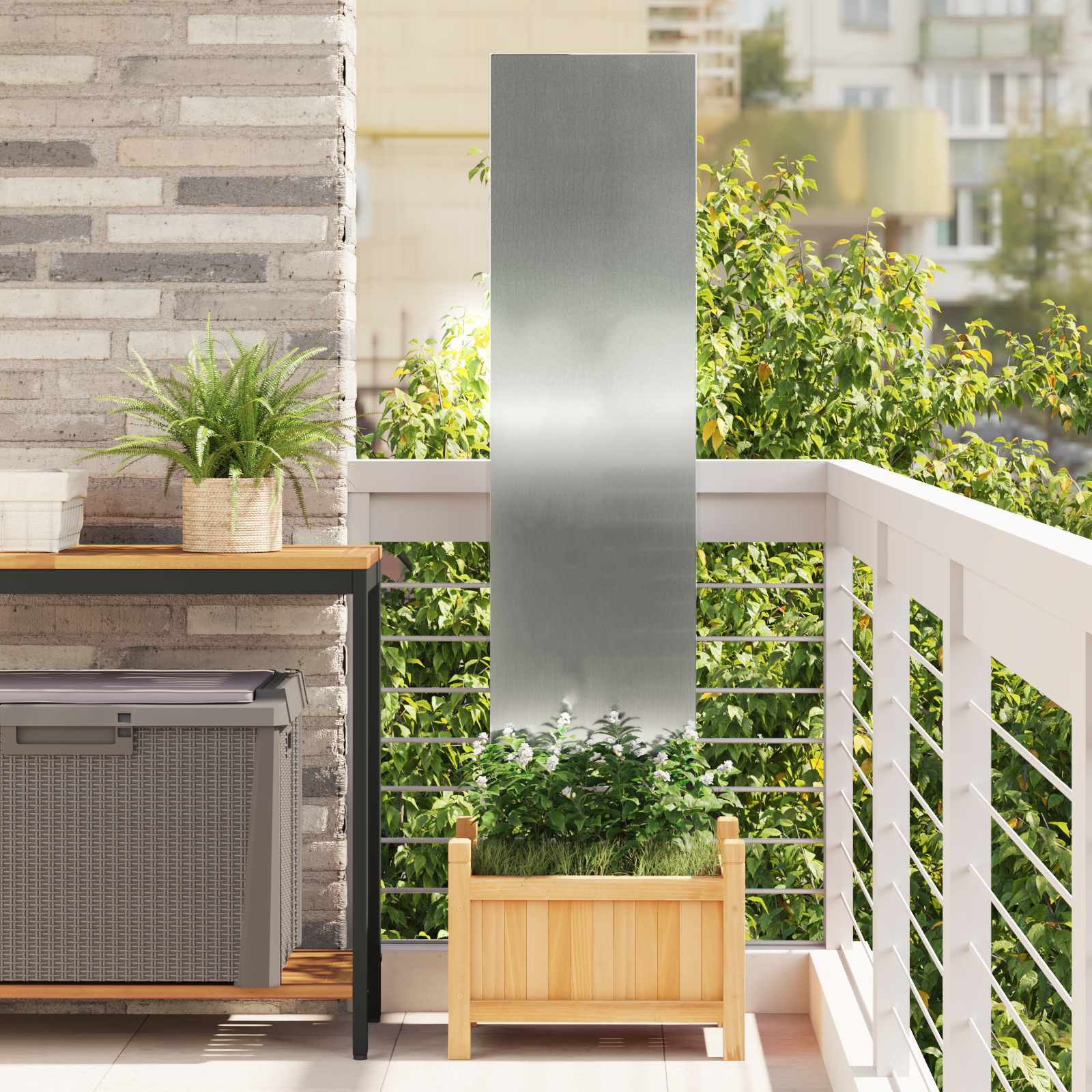 vidaXL Garten Sichtschutz-Leinwand Silber 32 x 140 cm Verzinkter Stahl