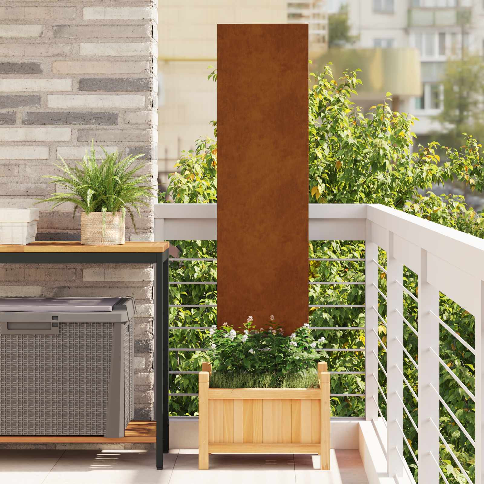 vidaXL Garten Sichtschutz-Leinwand Rostig 32 x 140 cm Wetterfeststahl