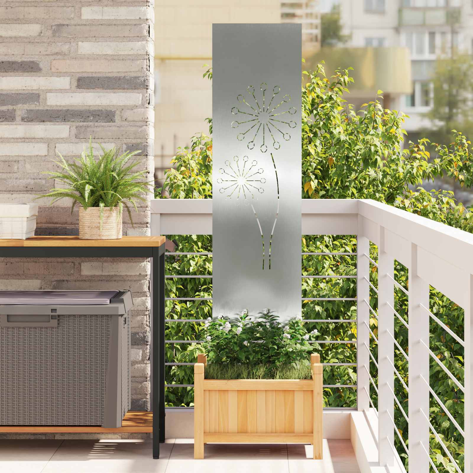 vidaXL Garten Sichtschutz-Leinwand Silber 32 x 140 cm Verzinkter Stahl