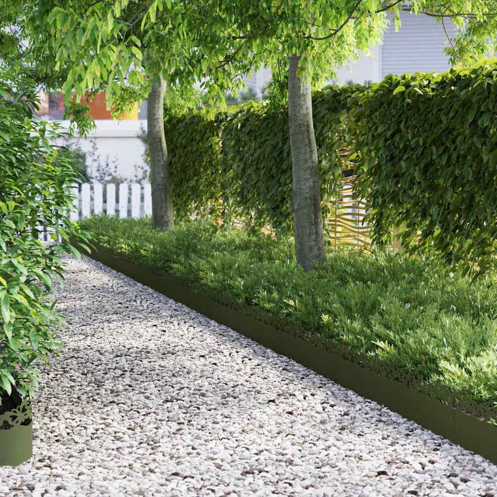vidaXL Rasenkanten 10 pcs 103 x 0,05 x 22 cm Stahl Olive Grün