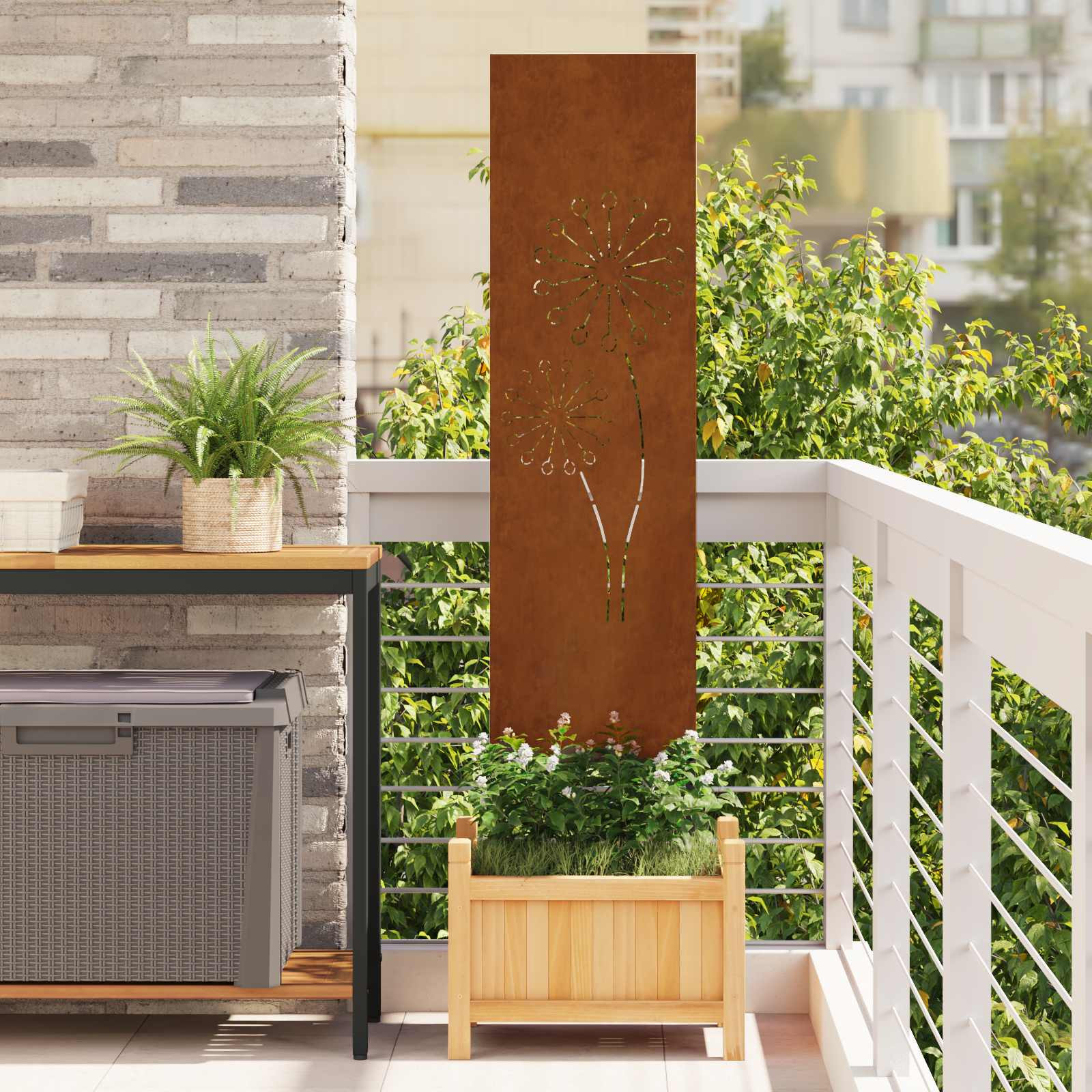 vidaXL Garten Sichtschutz-Leinwand Rostig 32 x 140 cm Wetterfeststahl