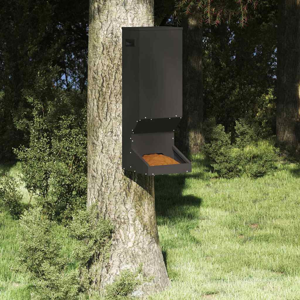 vidaXL Rehfütterer Schwarz 28 x 30 x 80 cm Kaltgewalzter Stahl