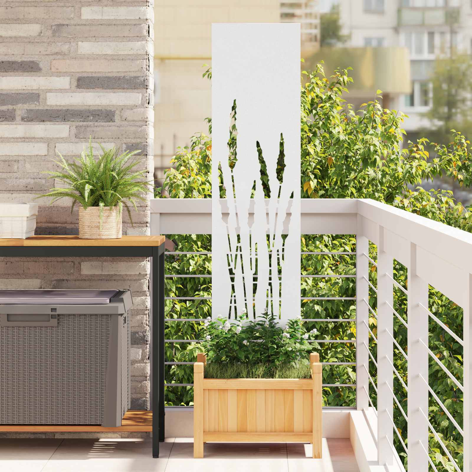 vidaXL Garten Sichtschutz-Leinwand Weiß 32 x 140 cm