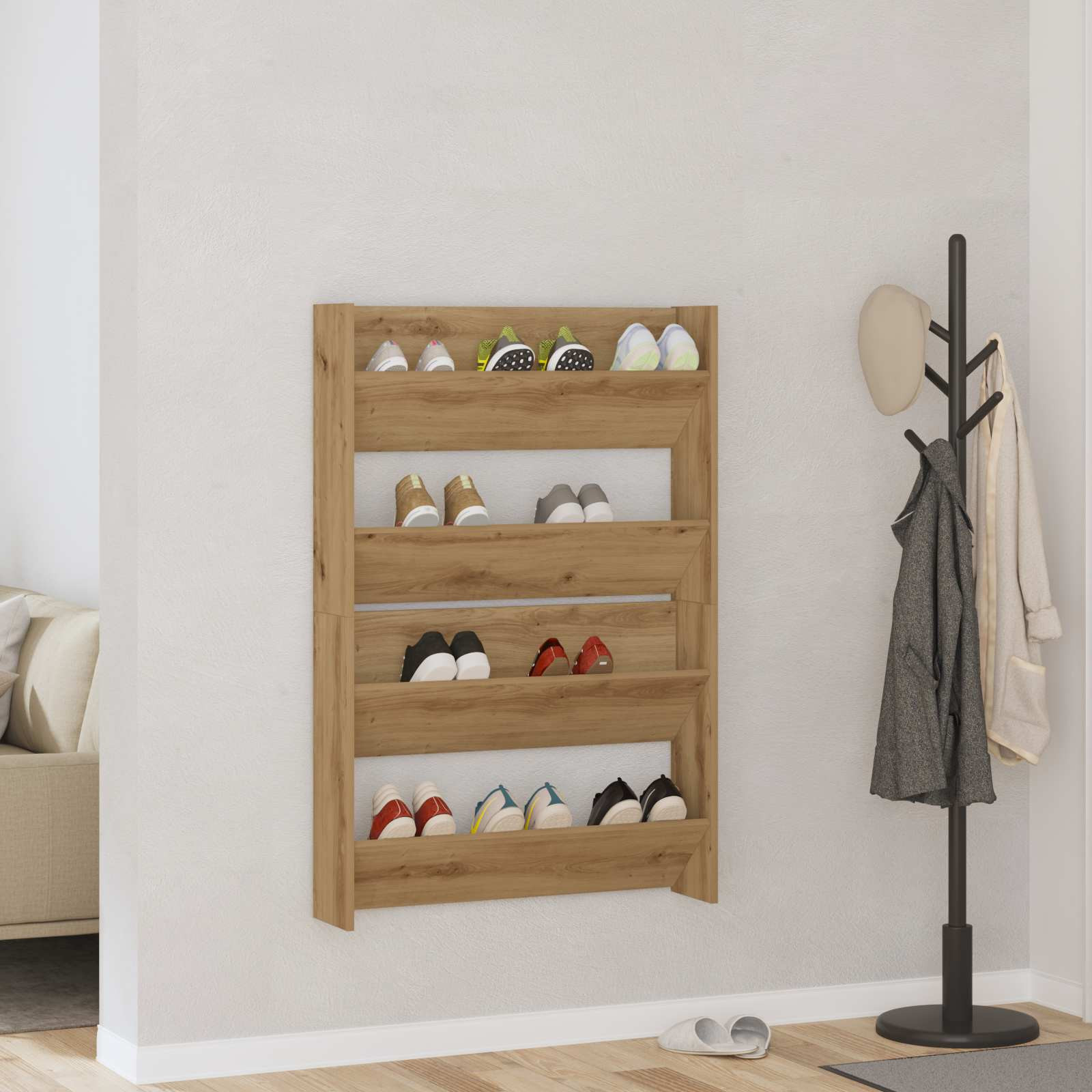 vidaXL Schuhschrank 2 Stk. 81 x 18 x 60 cm Holzwerkstoff Artisan-Eiche