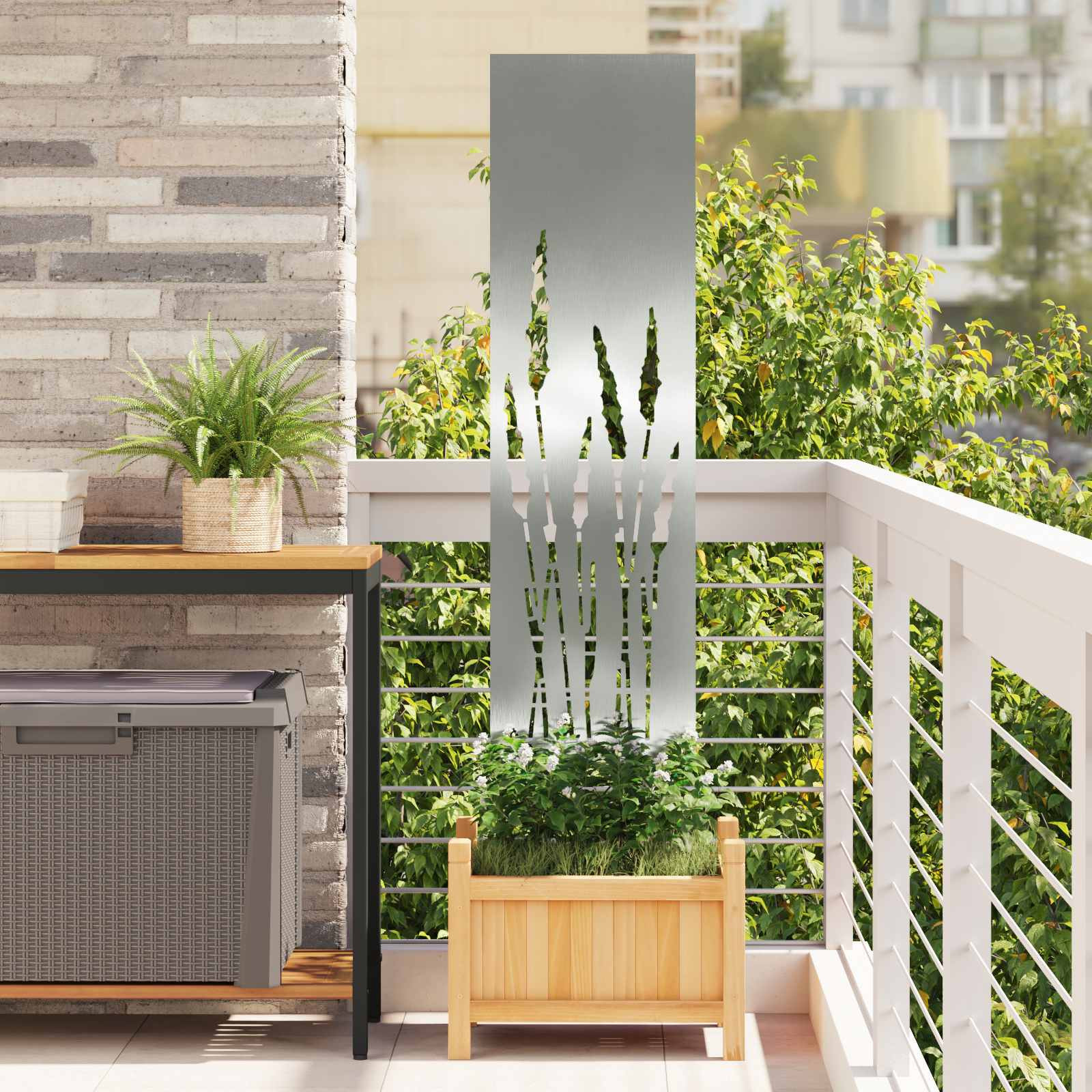 vidaXL Garten Sichtschutz-Leinwand Silber 32 x 140 cm Verzinkter Stahl