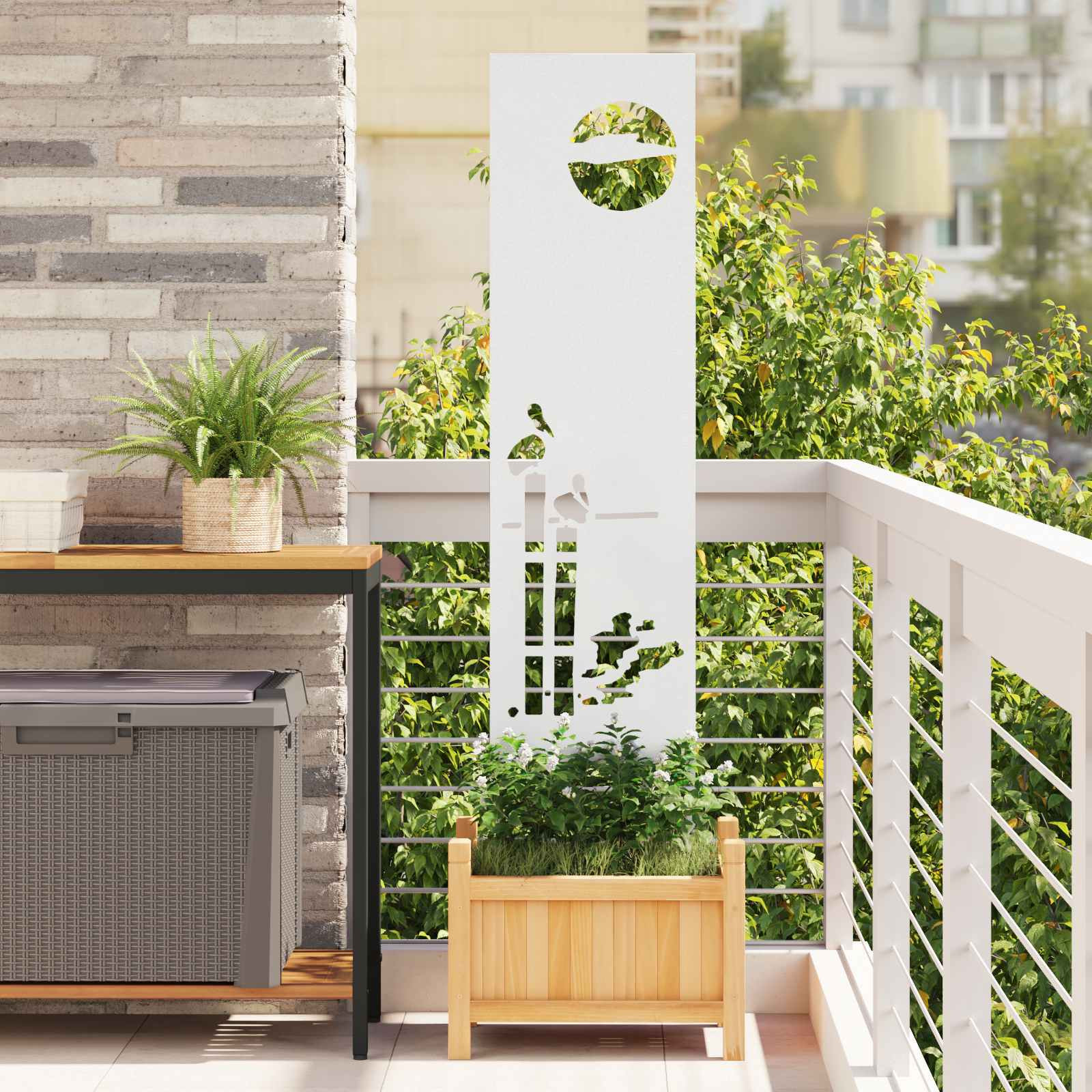 vidaXL Garten Sichtschutz-Leinwand Weiß 32 x 140 cm