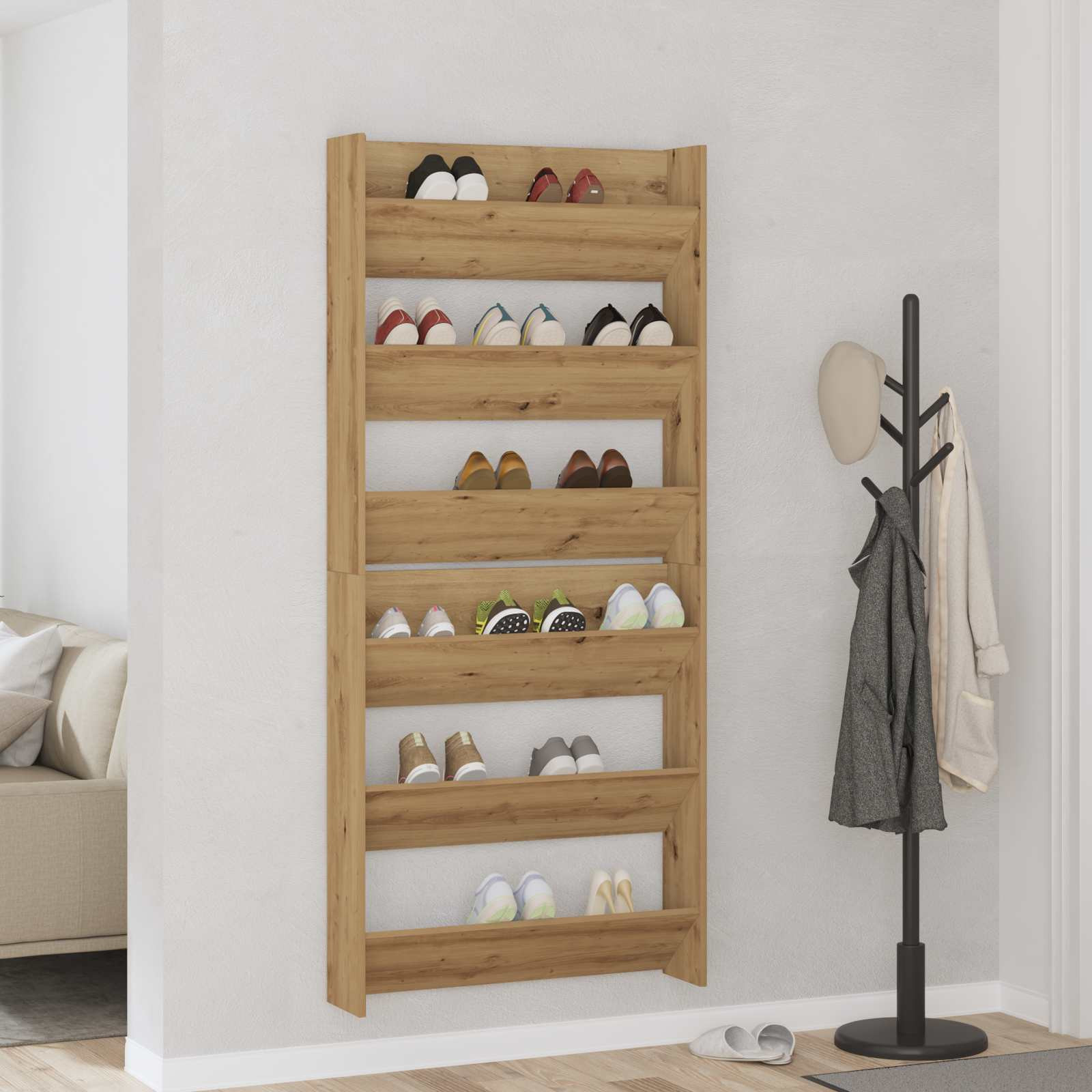 vidaXL Schuhschrank 2 Stk. 85 x 18 x 90 cm Holzwerkstoff Artisan-Eiche