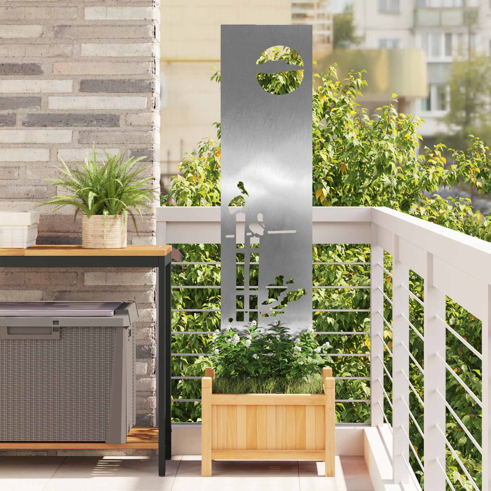vidaXL Garten Sichtschutz-Leinwand Silber 32 x 140 cm Edelstahl