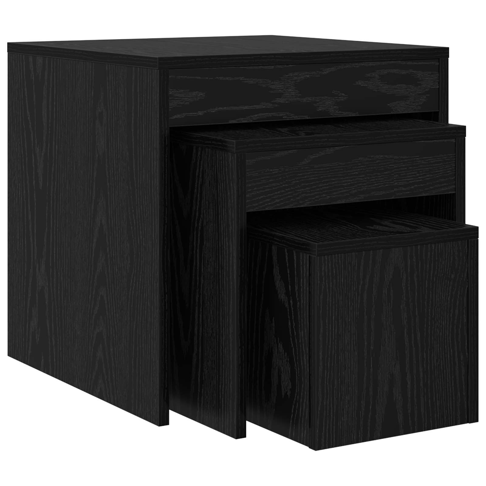 vidaXL Couchtisch 3 pcs Schwarz Eichen-Optik Holzwerkstoff