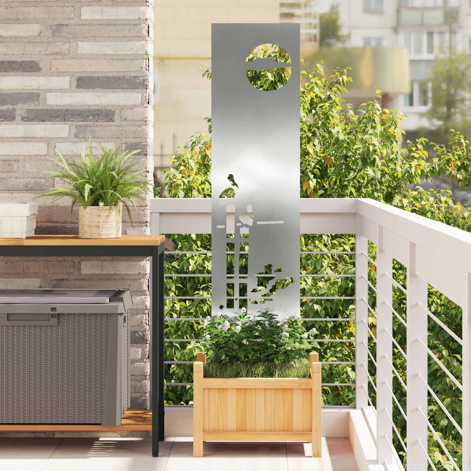 vidaXL Garten Sichtschutz-Leinwand Silber 32 x 140 cm Verzinkter Stahl