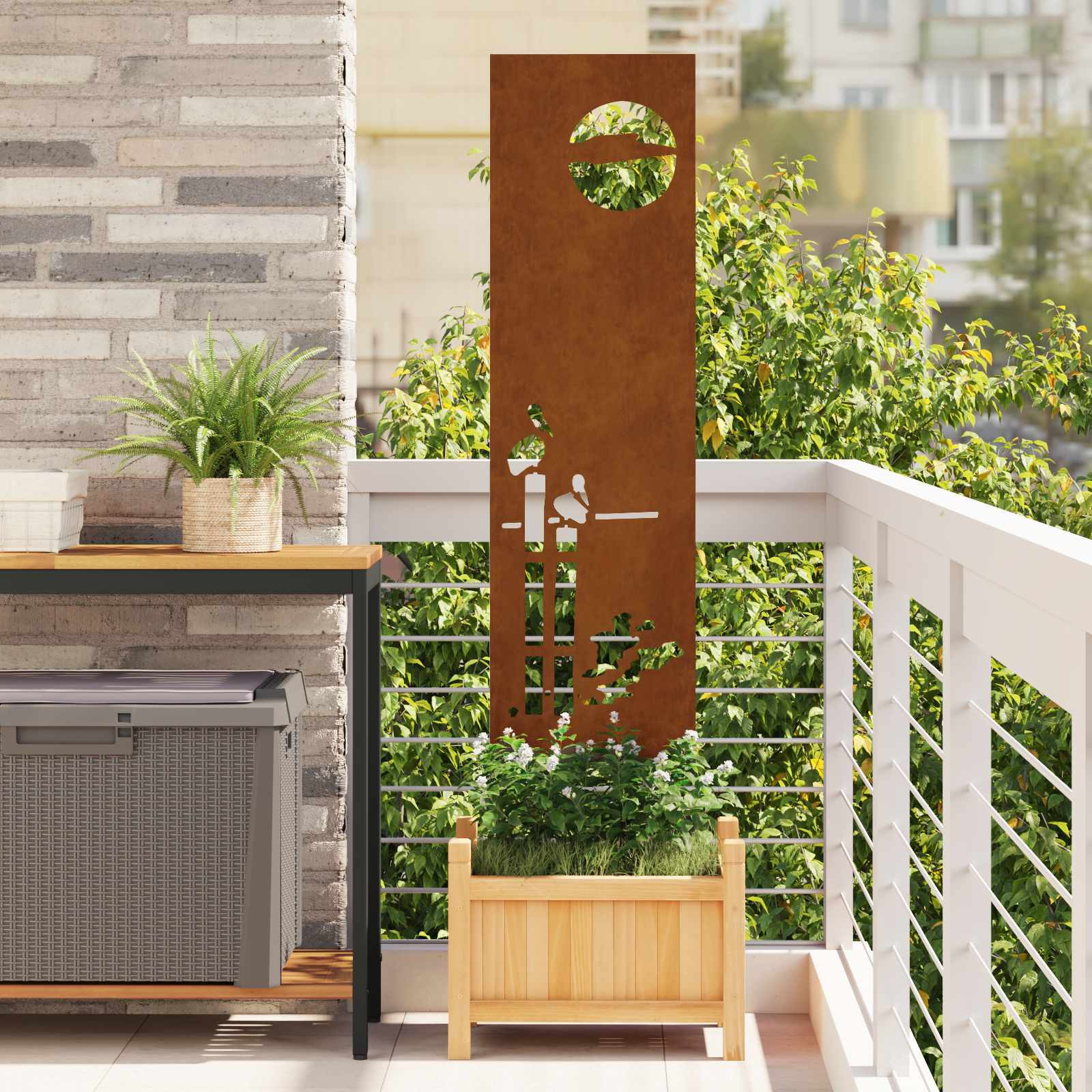 vidaXL Garten Sichtschutz-Leinwand Rostig 32 x 140 cm Wetterfeststahl