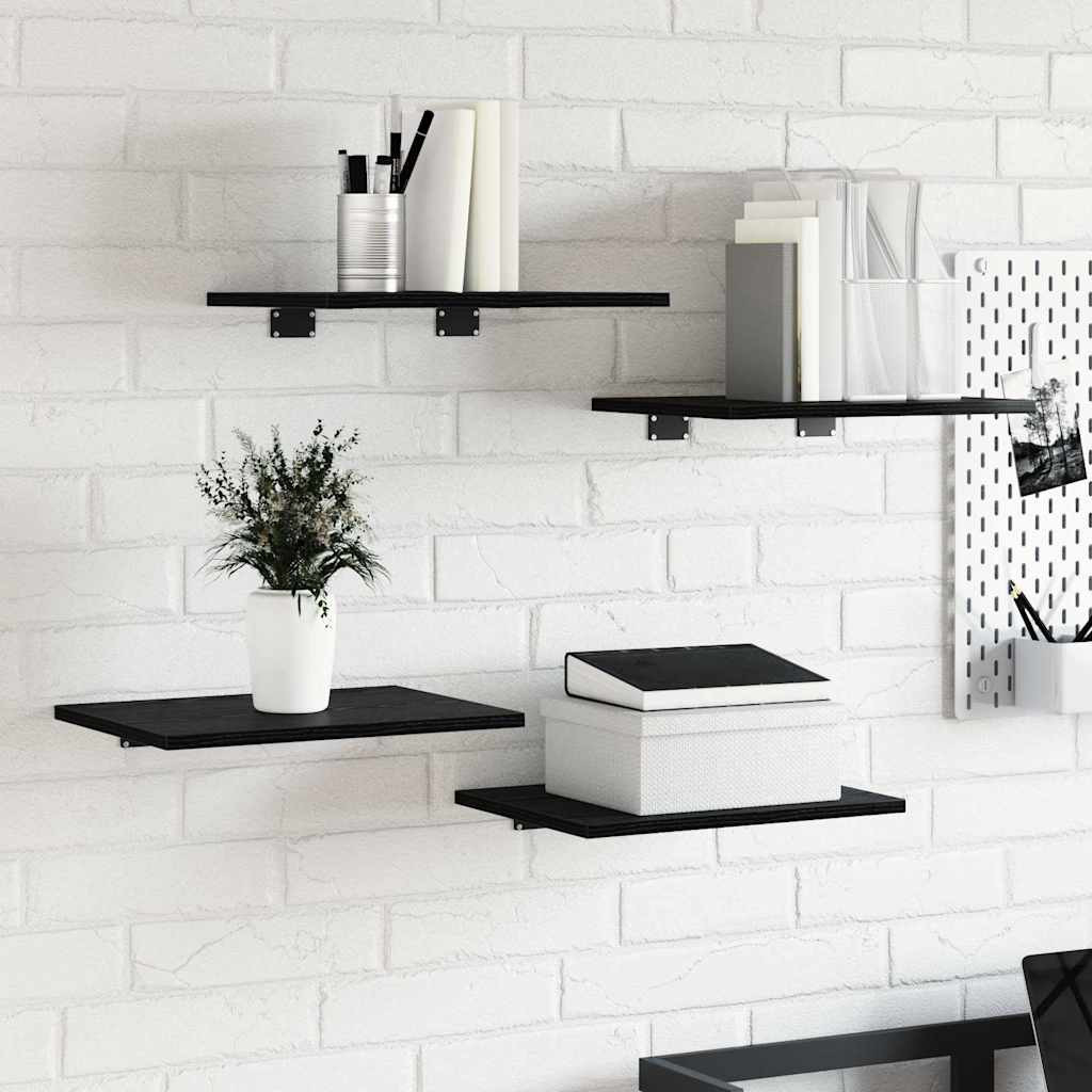 vidaXL Regalbrett 4 pcs Schwarz 40 x 30 x 1,5 cm Holzwerkstoff
